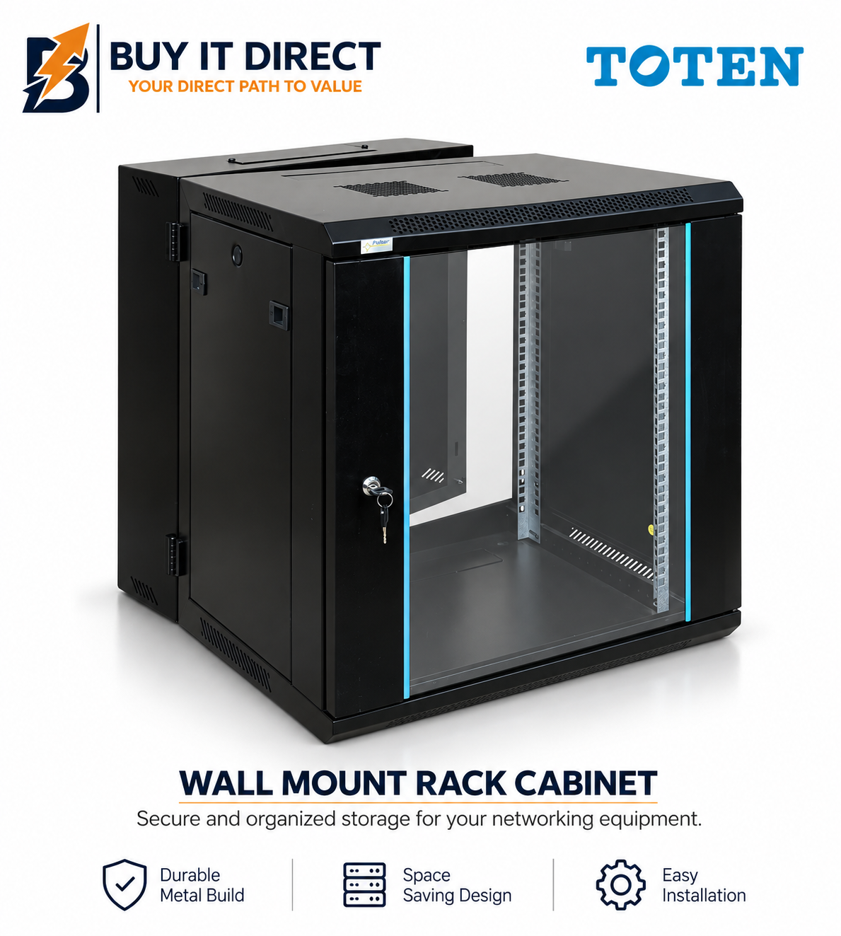 كابينة جدارية Toten 12U 600×600 بقسمين
