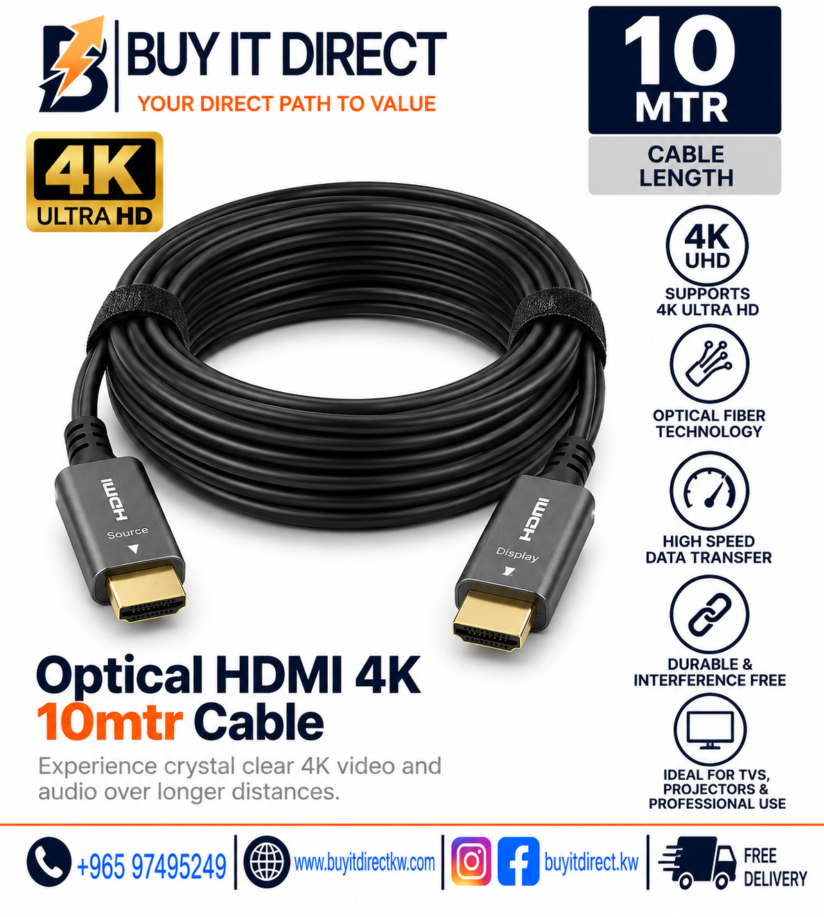 Optical HDMI 4K 10mtr Cable