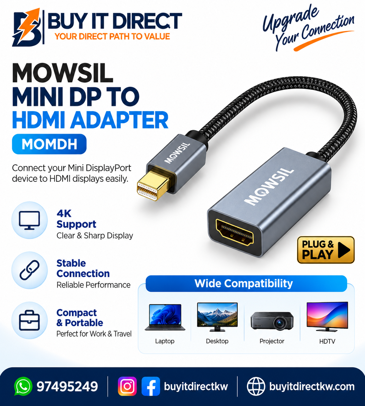 MOWSIL Mini DP to HDMI Adapter MOMDH