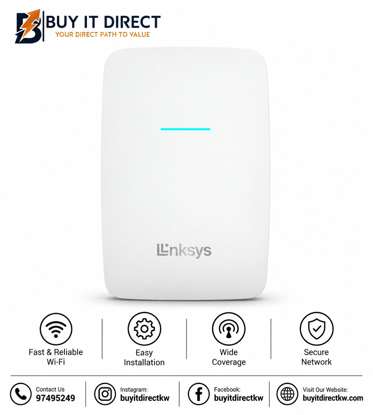 Linksys LAPAC1300C AC1300 Wi-Fi 5 In Wall Wireless Access Point LAPAC1300C