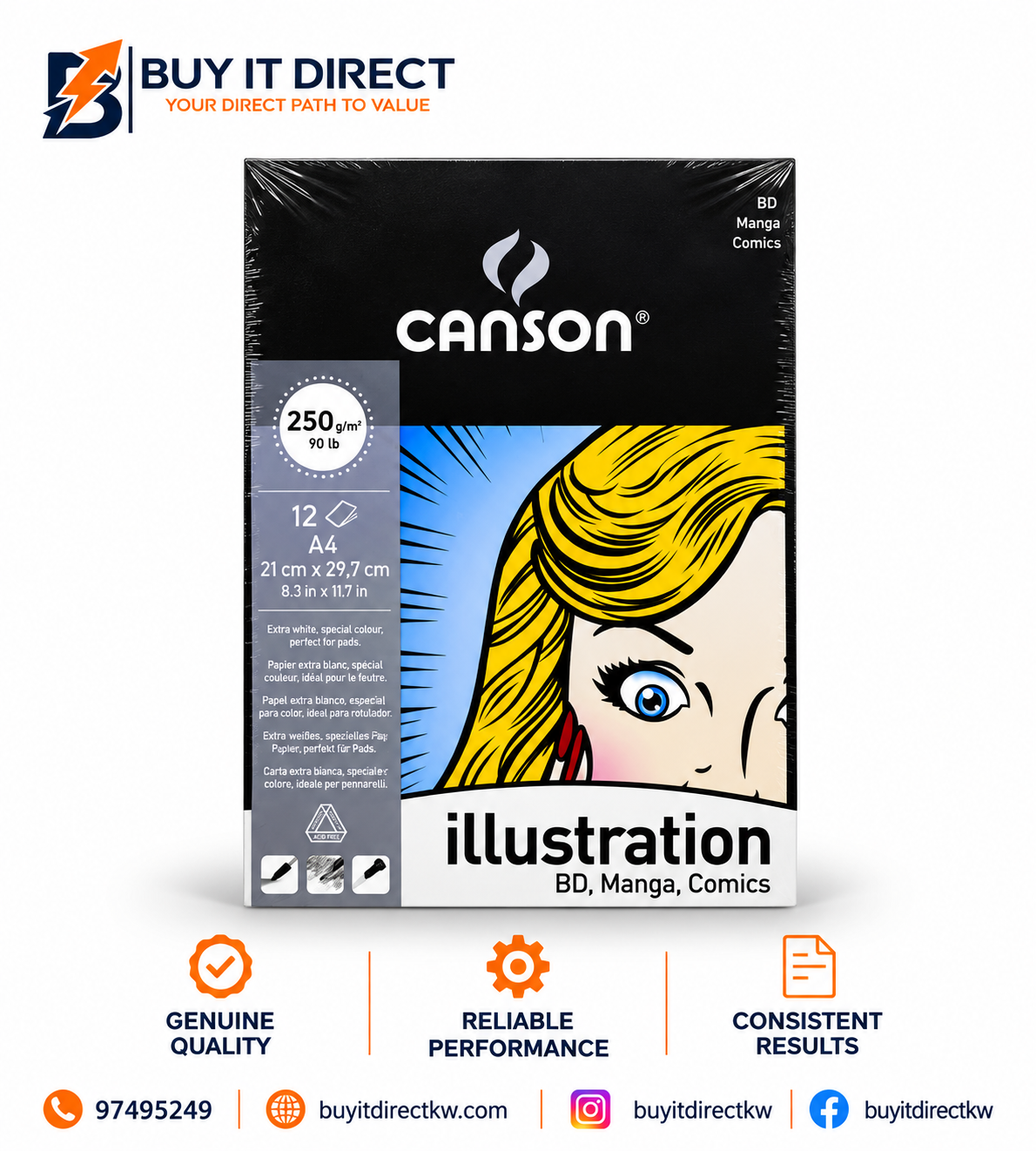 Canson Illustration BD Manga Comics Paper 250 gsm 12 Sheets