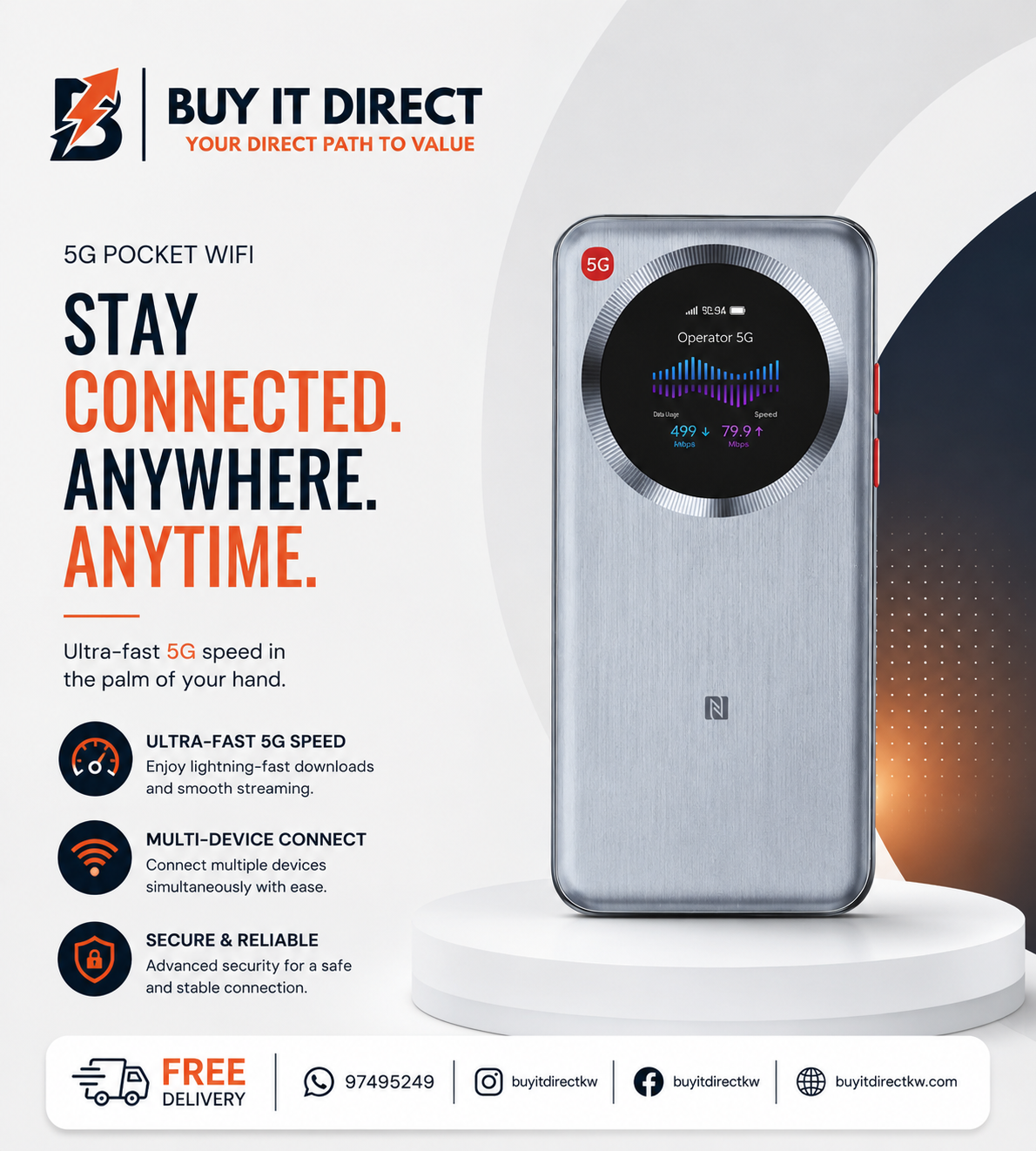 ZTE U30 Pro 5G Portable WiFi 6 Router 5000mAh Hotspot