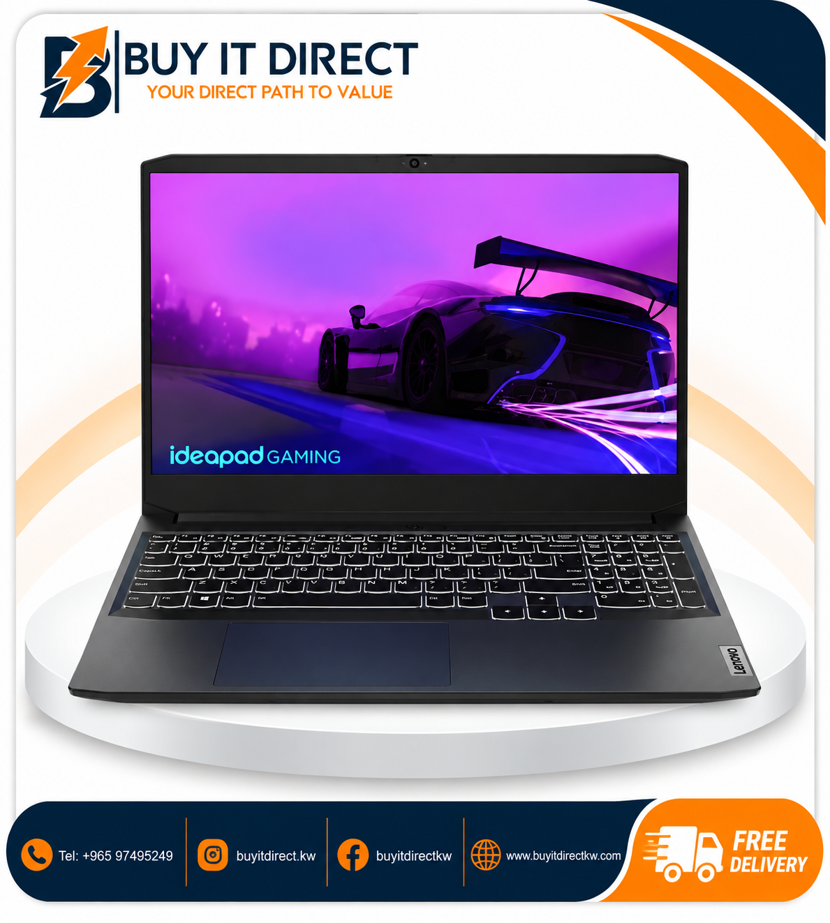 لابتوب Lenovo IdeaPad 3 للألعاب - Core i5-11300H / ذاكرة 8GB / SSD 256GB / بطاقة GTX 1650 بسعة 4GB / شاشة 15.6 بوصة FHD / Windows 11