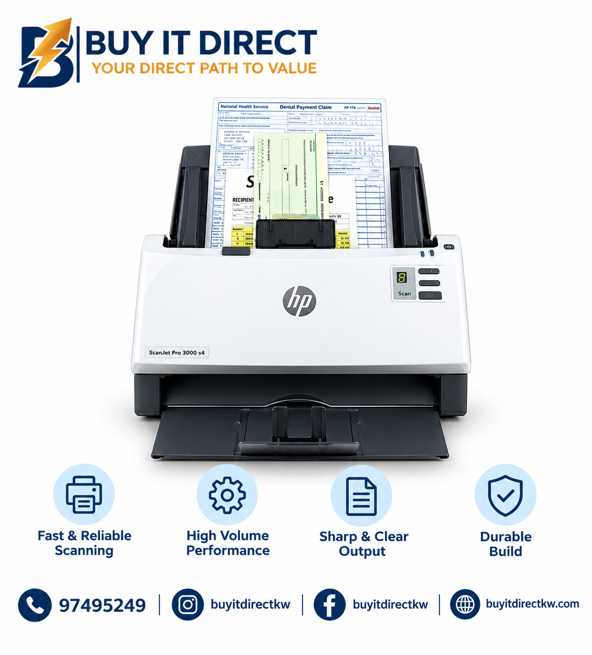 Plustek SmartOffice PS3180U ADF Duplex Document Scanner 80ppm