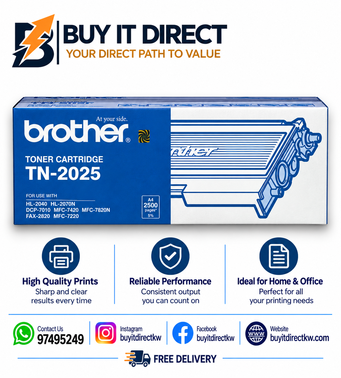 خرطوشة تونر Brother TN2025 أسود 2500 صفحة