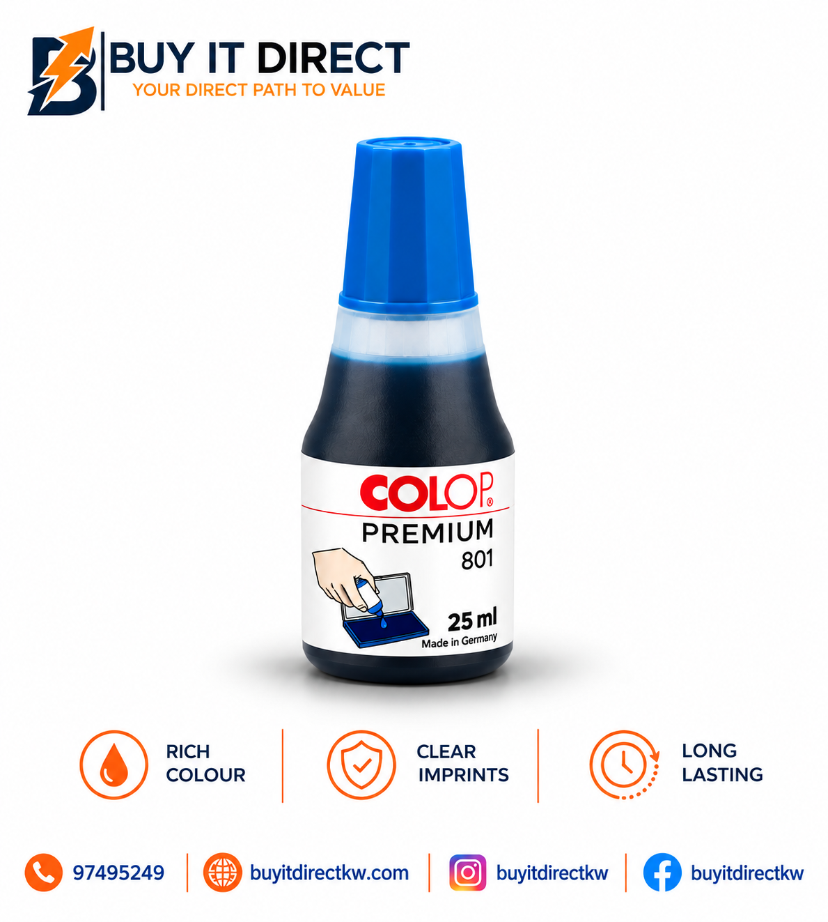 COLOP Premium Stamp Pad Ink 801 25ml Blue