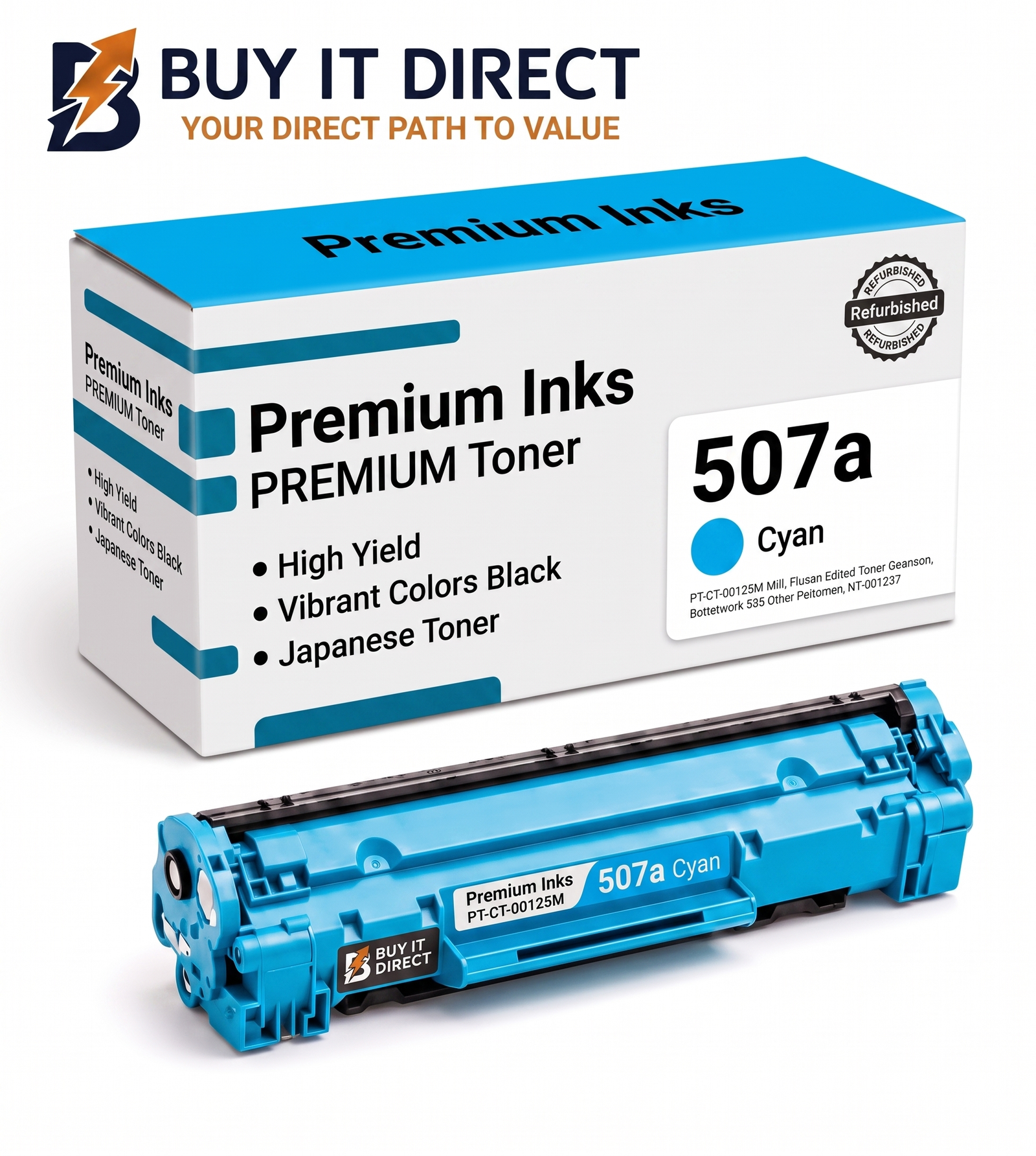 Premium 507a Cyan Compatible Toner Cartridge for HP Color LaserJet Printers