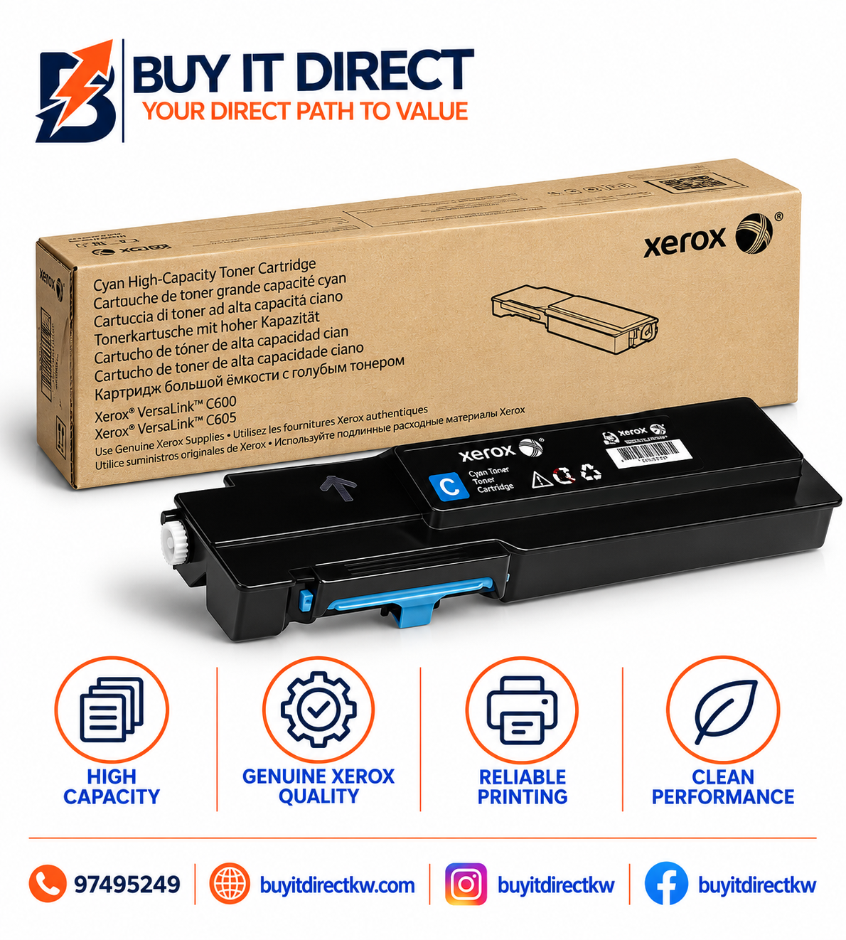 خرطوشة تونر سماوي قياسية Xerox VersaLink C400 وC405
