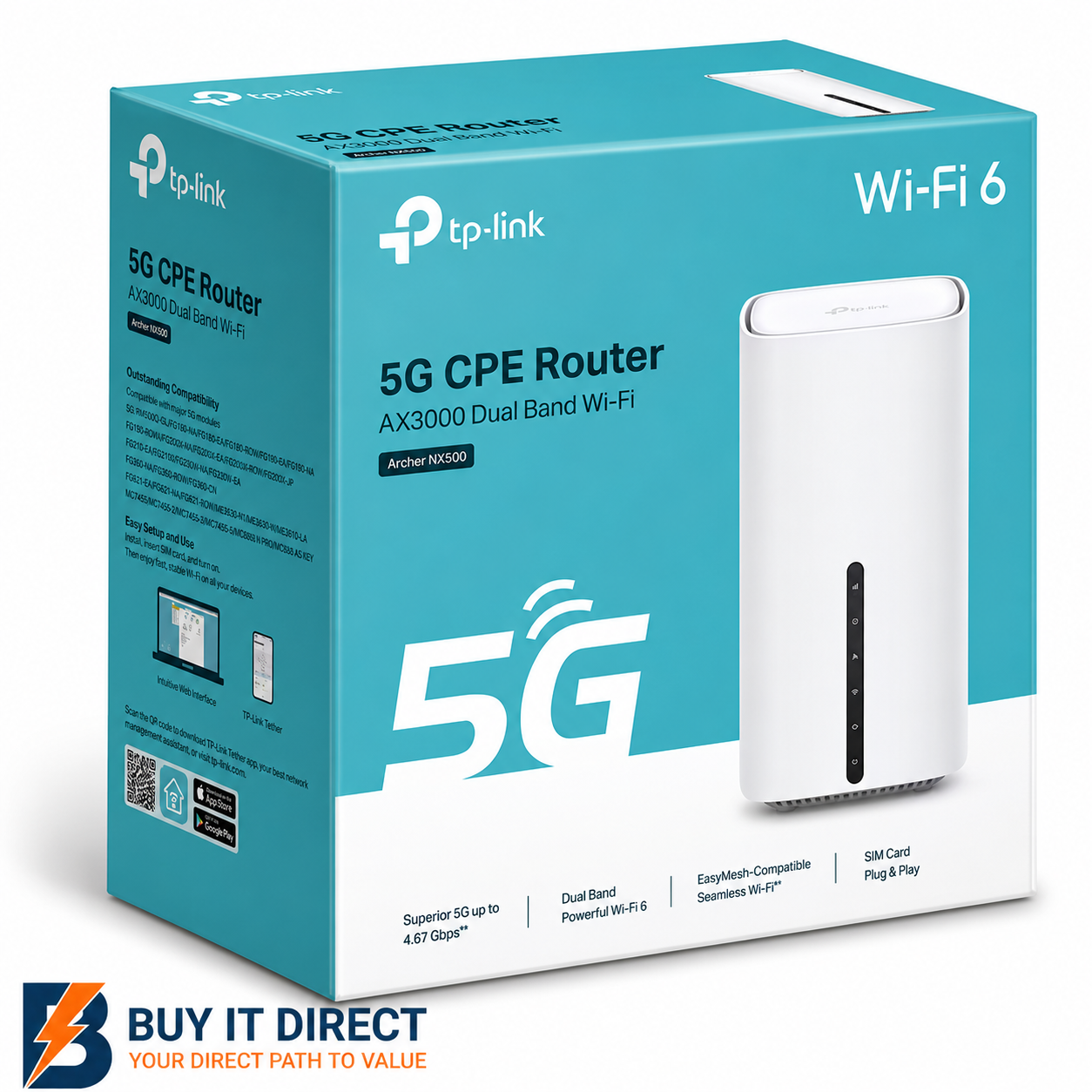 TP-Link Archer NX500 5G AX3000 Wireless Dual-Band Gigabit CPE Router
