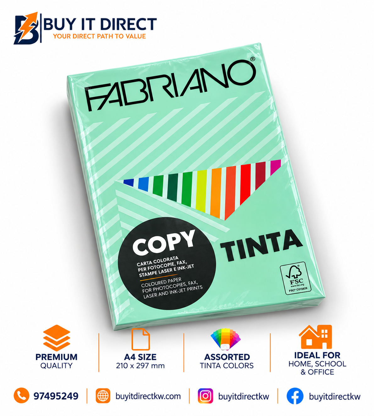 FABRIANO COPY TINTA Aquamarine Coloured Paper 80 GSM