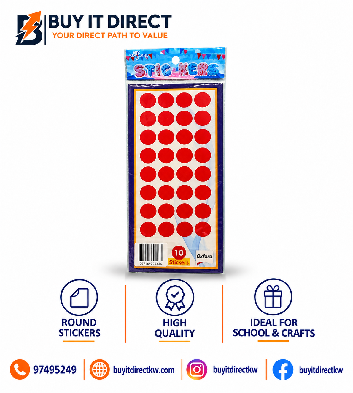 10 Sticker Round Labels Red