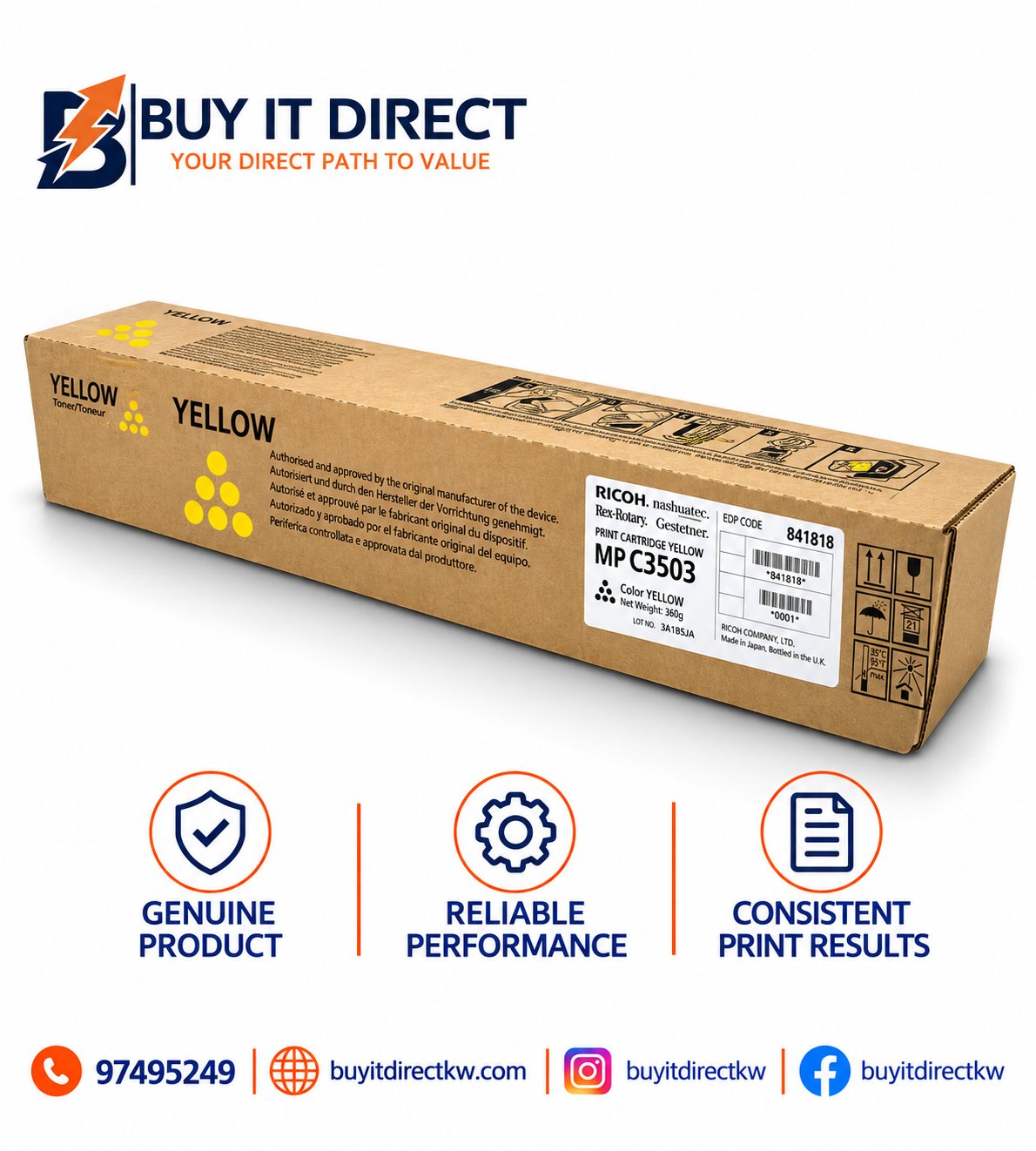 Ricoh MP C3503 Yellow Toner Cartridge