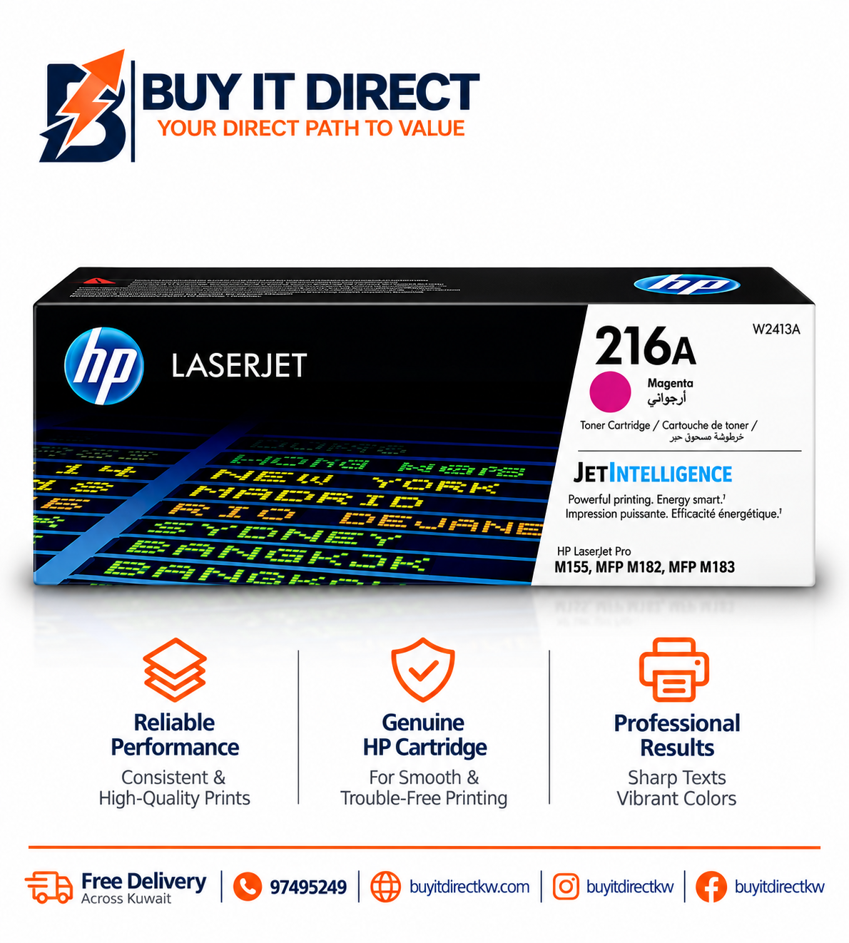خرطوشة مسحوق حبر ليزر أصلية HP 216A باللون الأرجواني 850 صفحة W2413A