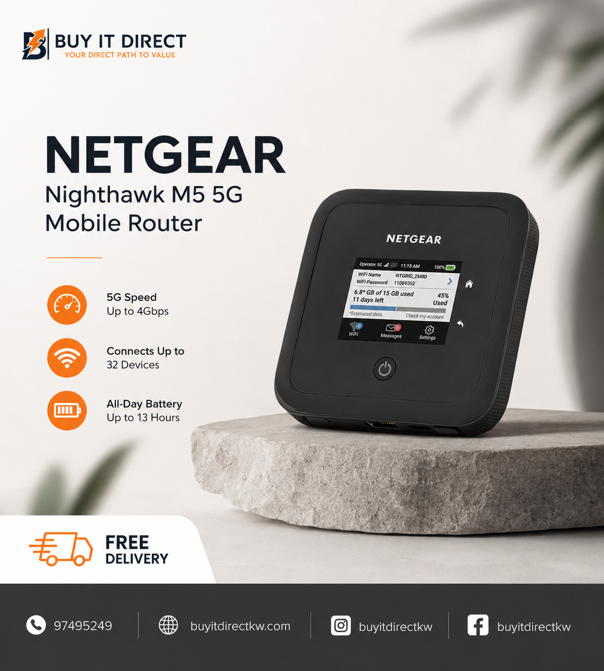 NETGEAR Nighthawk M5 5G WiFi 6 Mobile Router Portable Hotspot
