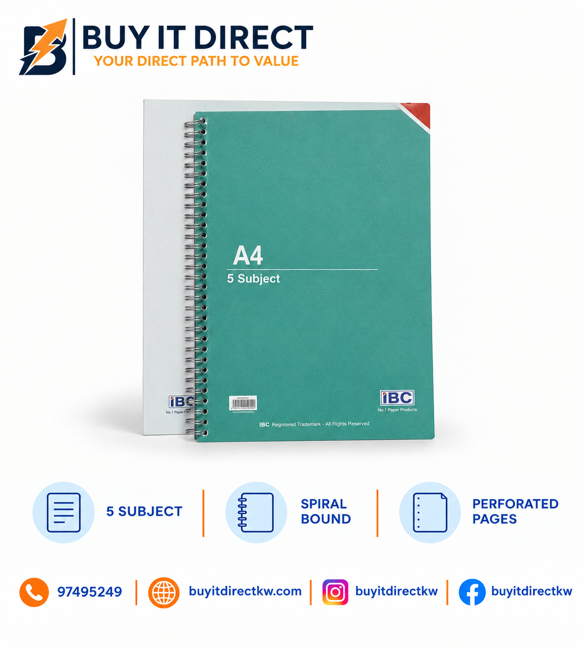 دفتر ملاحظات A4 بخمسة أقسام