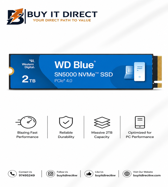 WD Blue SN5000 2TB M2 NVMe SSD PCIe Gen4 5150MB/s