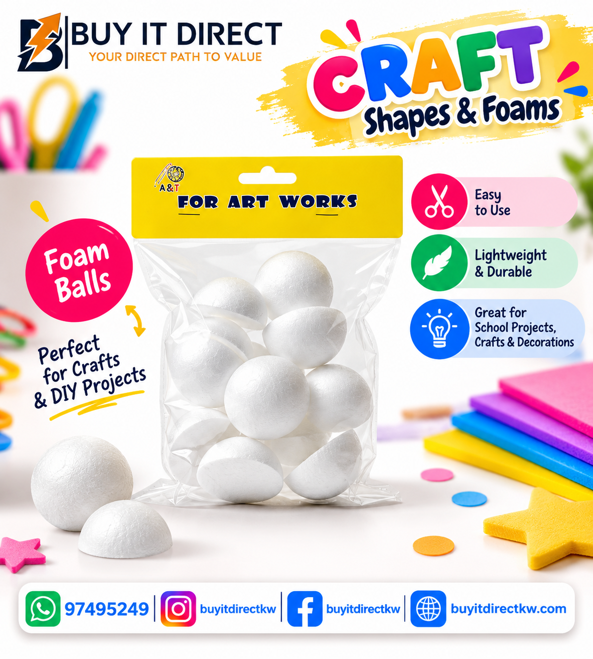 Half Foam balls – Large Size Pack 