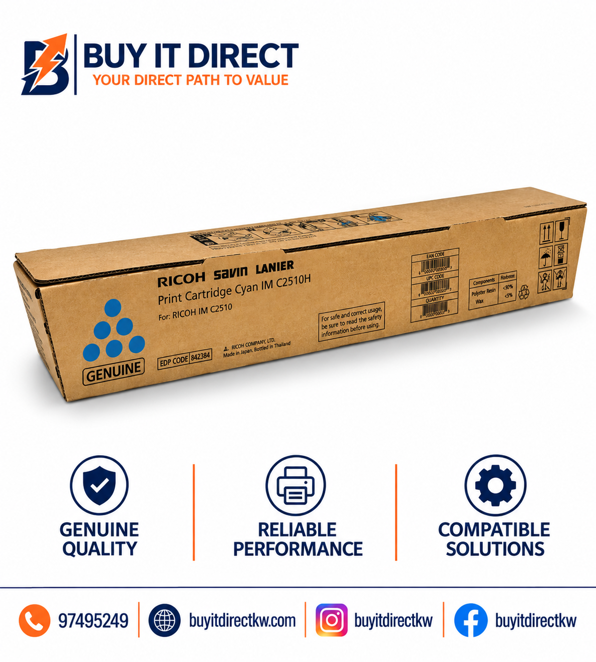 Ricoh IM C2510 Cyan High Yield Toner Cartridge