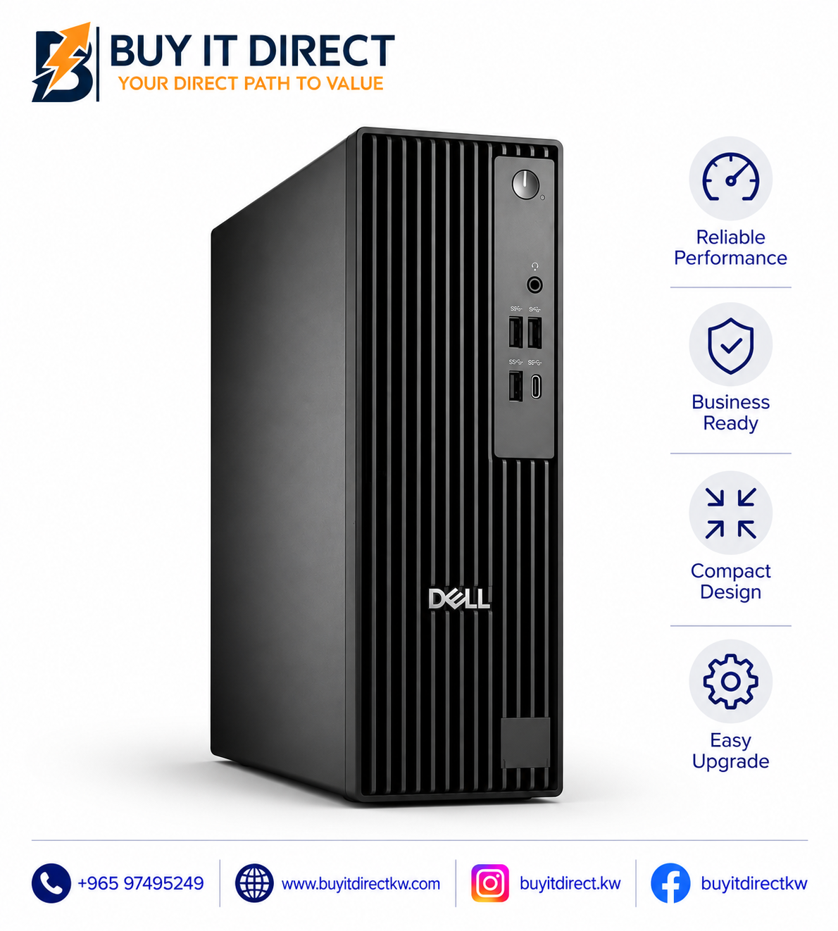كمبيوتر Dell Pro Slim QCS1250 بمعالج Core i7 وذاكرة 32GB وSSD NVMe سعة 512GB