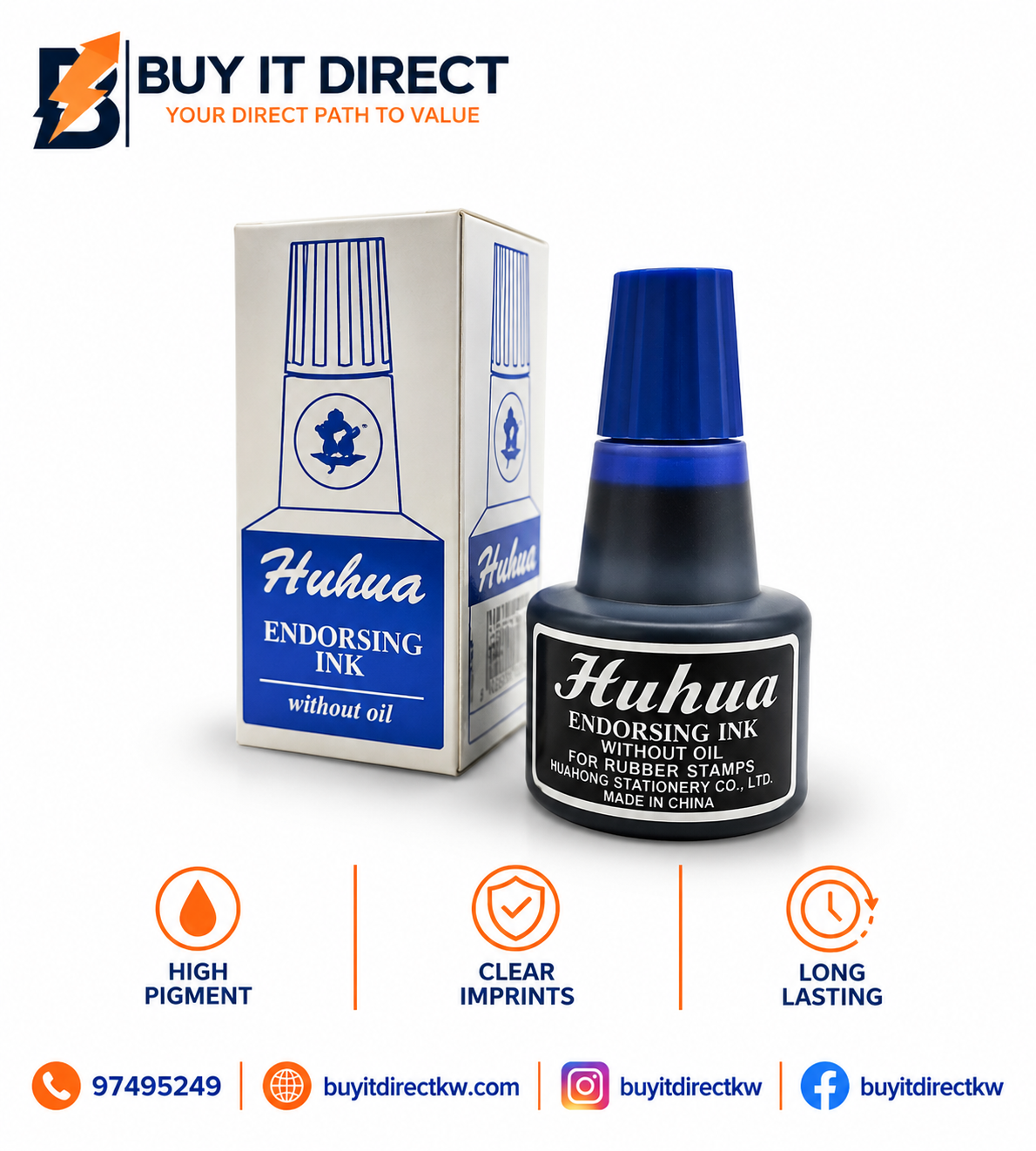 Endorsing Ink Without Oil Blue