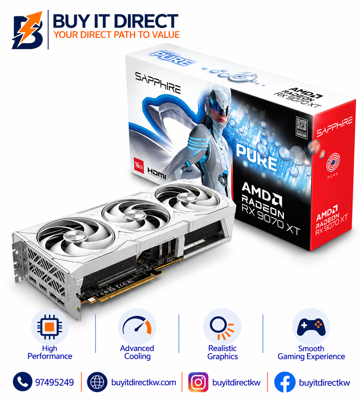 SAPPHIRE PURE AMD Radeon RX 9070 XT 16GB Graphics Card