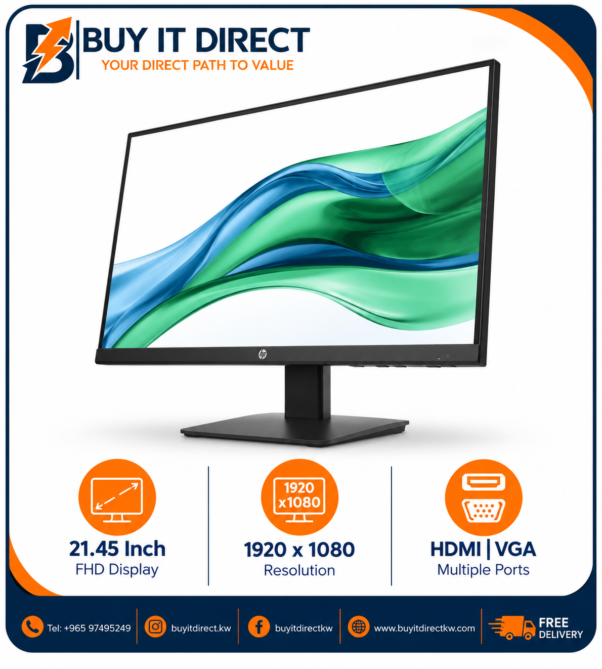 HP Series 3 Pro 322pe 21.45" FHD IPS Monitor - 100Hz / HDMI / VGA