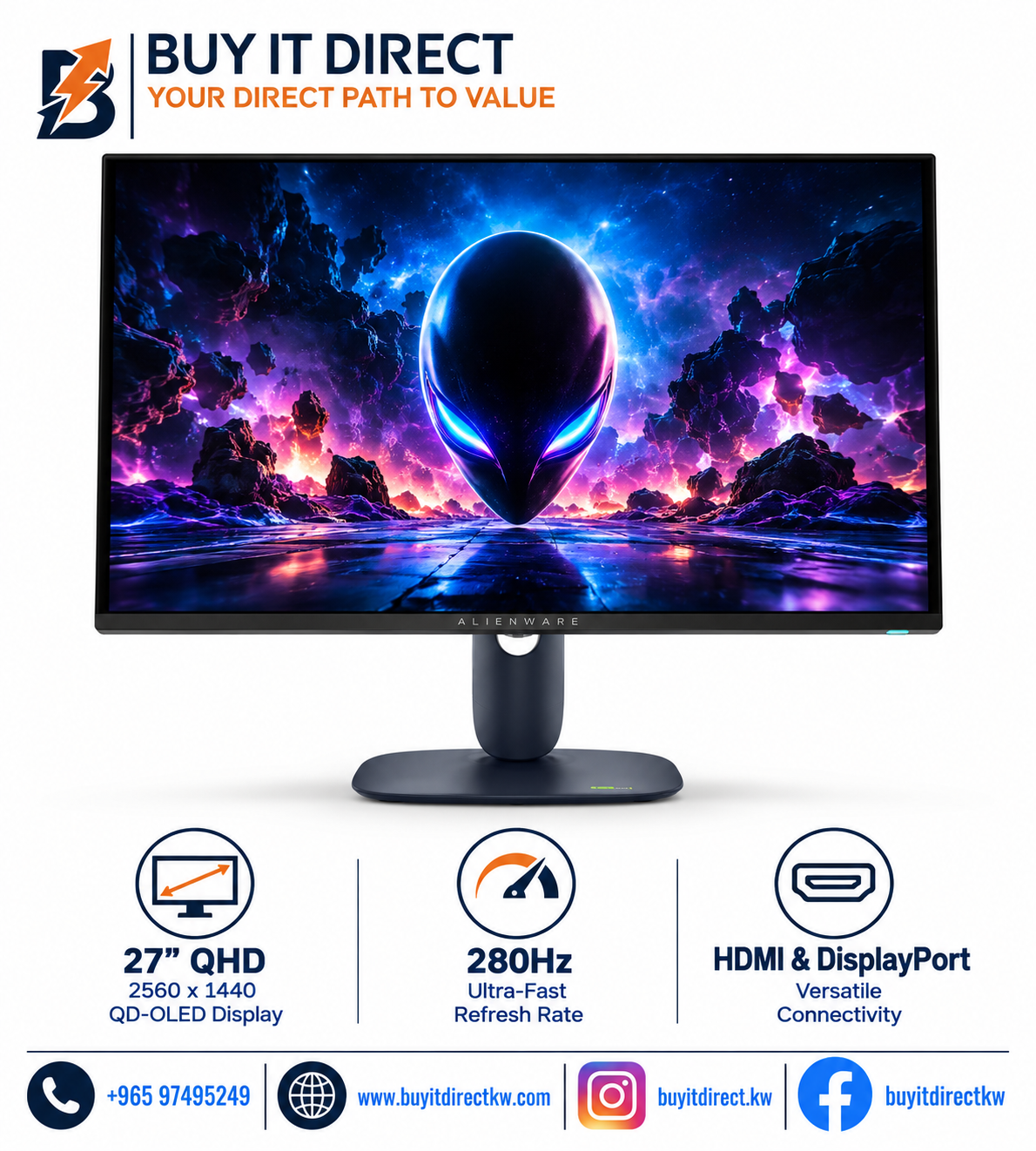 Dell Alienware AW2725D 27in QD-OLED QHD 280Hz Gaming Monitor