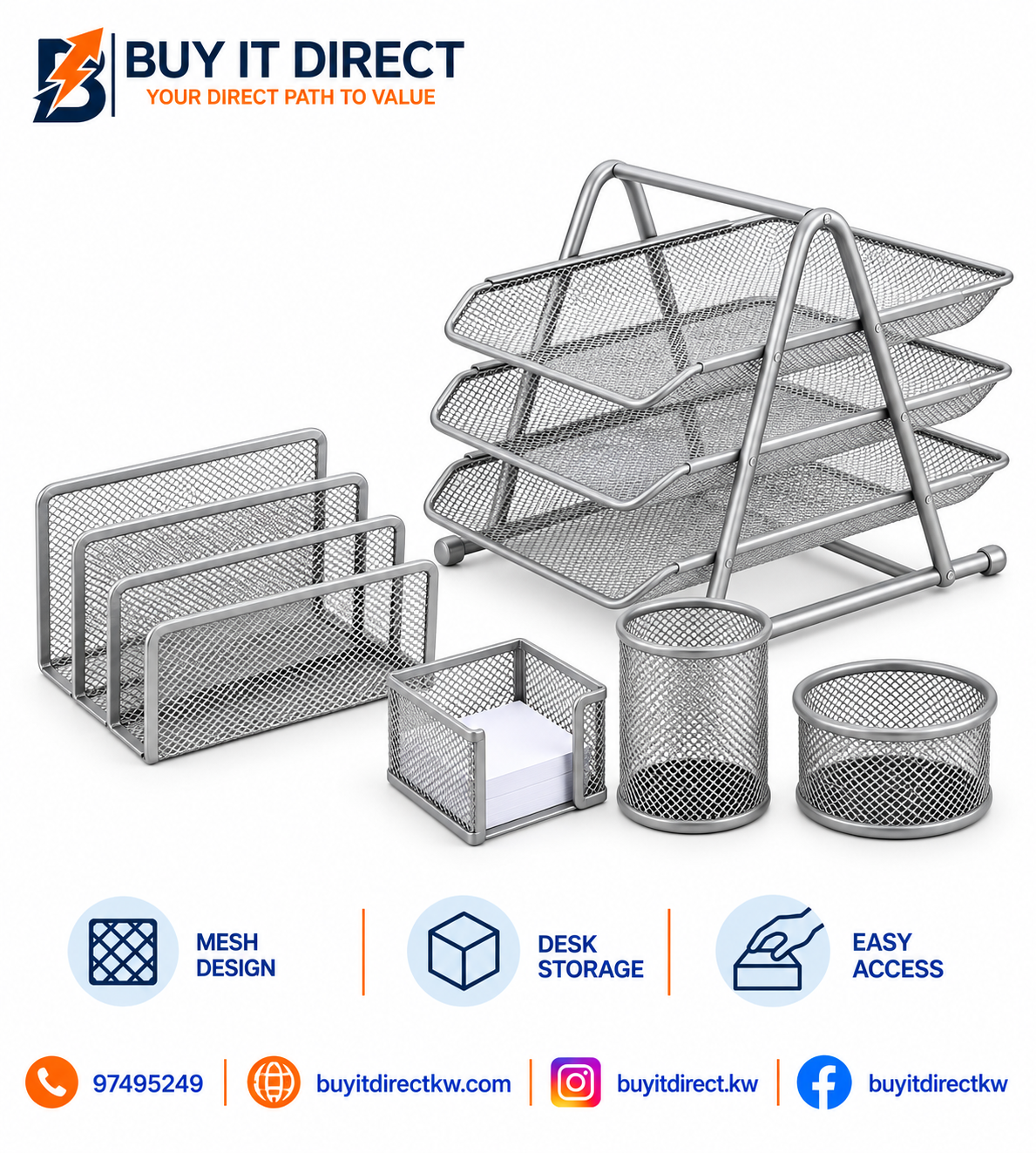 Metal Mesh Office Set - 5 Pcs