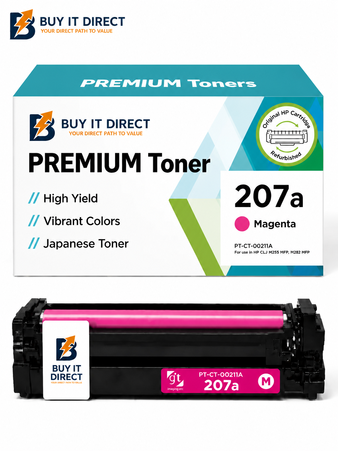 خرطوشة تونر Premium 207A أرجواني متوافقة W2213A لطابعات HP Color LaserJet Pro M255 وM282 وM283