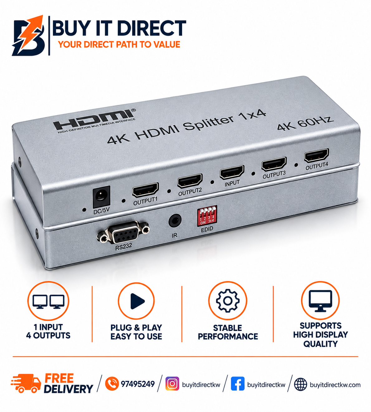 HDMI Splitter 2 Port 4K
