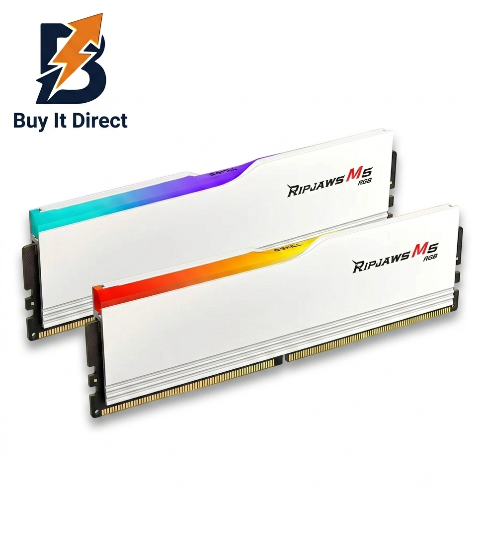 GSKILL 64GB DDR5 6000MHz RAM Ripjaws M5 RGB, (32GB x2) Kit CL32, White