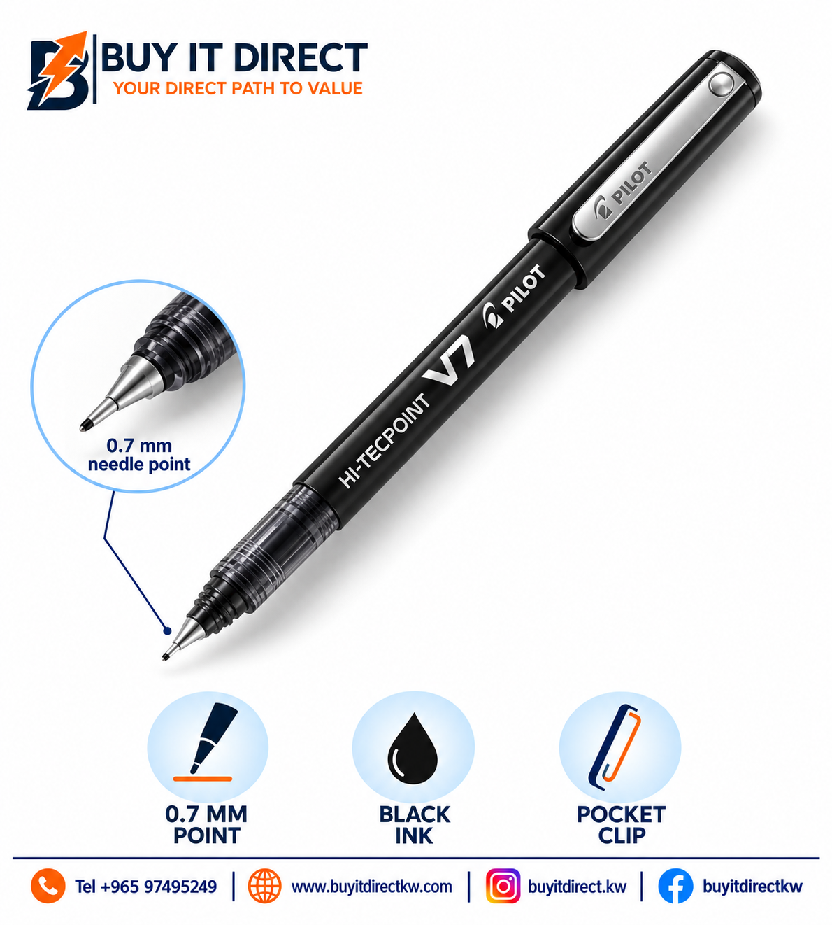 قلم Pilot Hi-Tecpoint V7 أسود