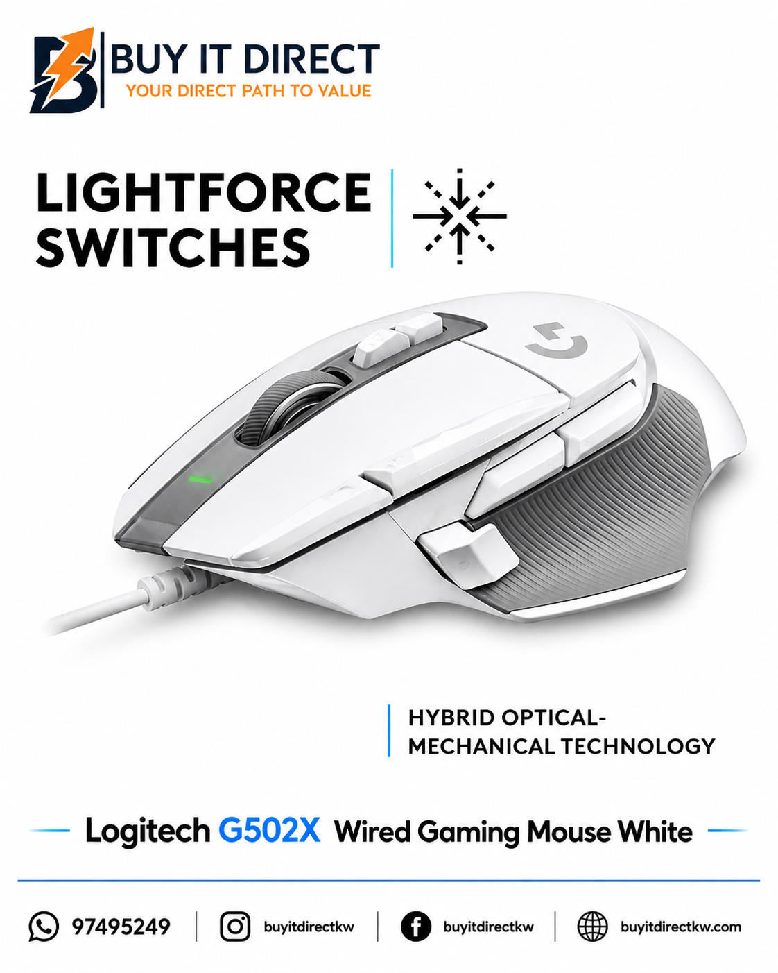 لوجيتك G502X ماوس العاب سلكي ابيض
