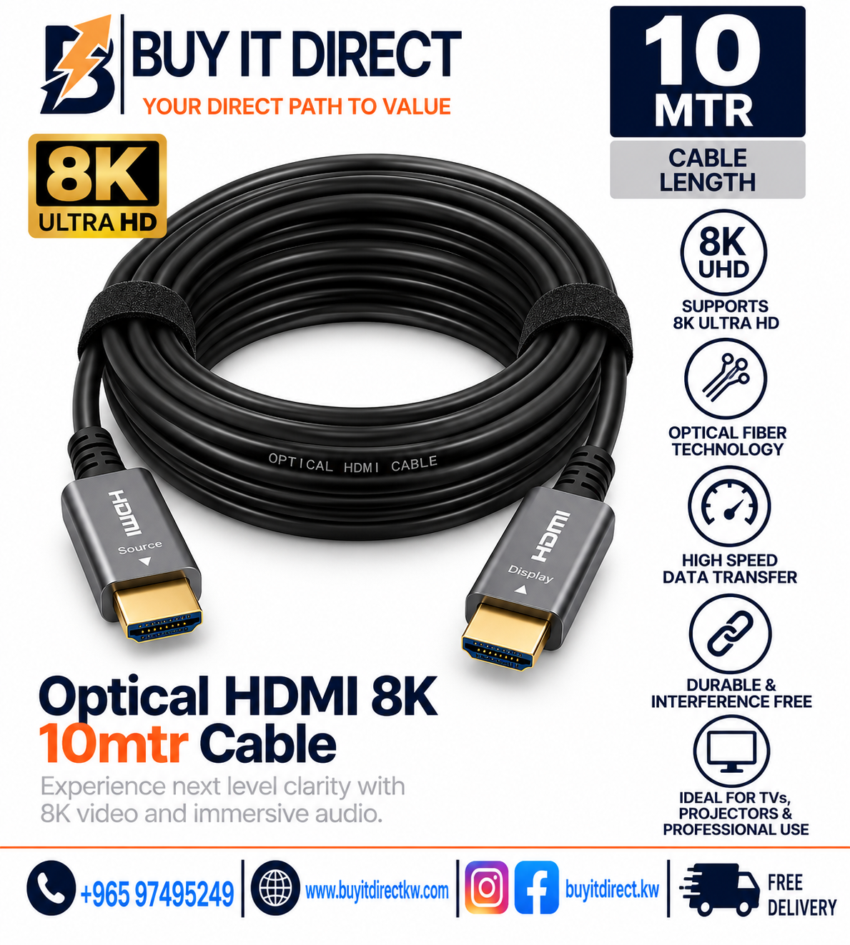 Optical HDMI 8K 10mtr Cable