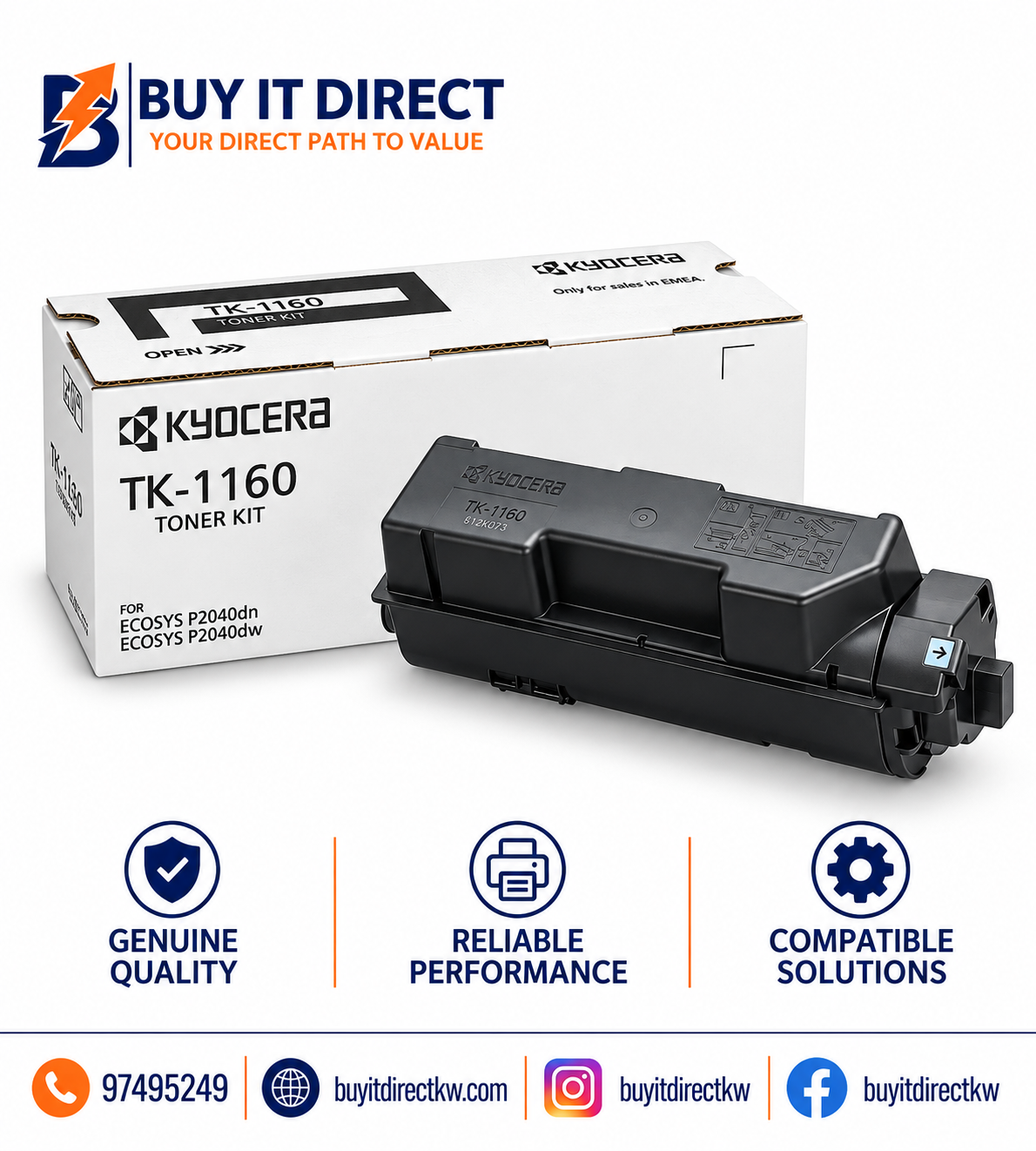 خرطوشة تونر أسود Kyocera TK1160