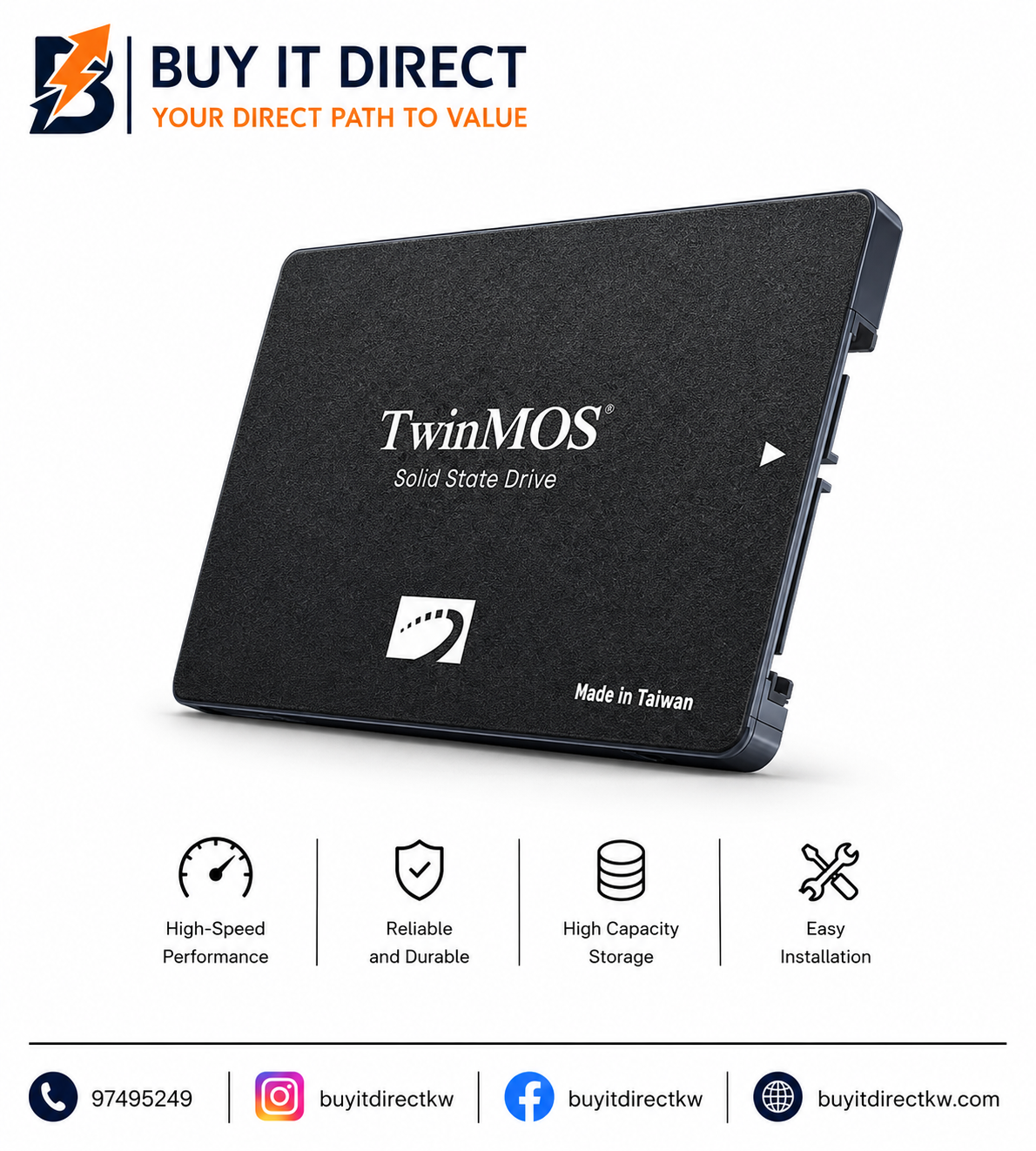 TwinMOS H2 Ultra Hyper SSD سعة 256 جيجابايت، مقاس 2.5 بوصة، SATA III، 3D NAND