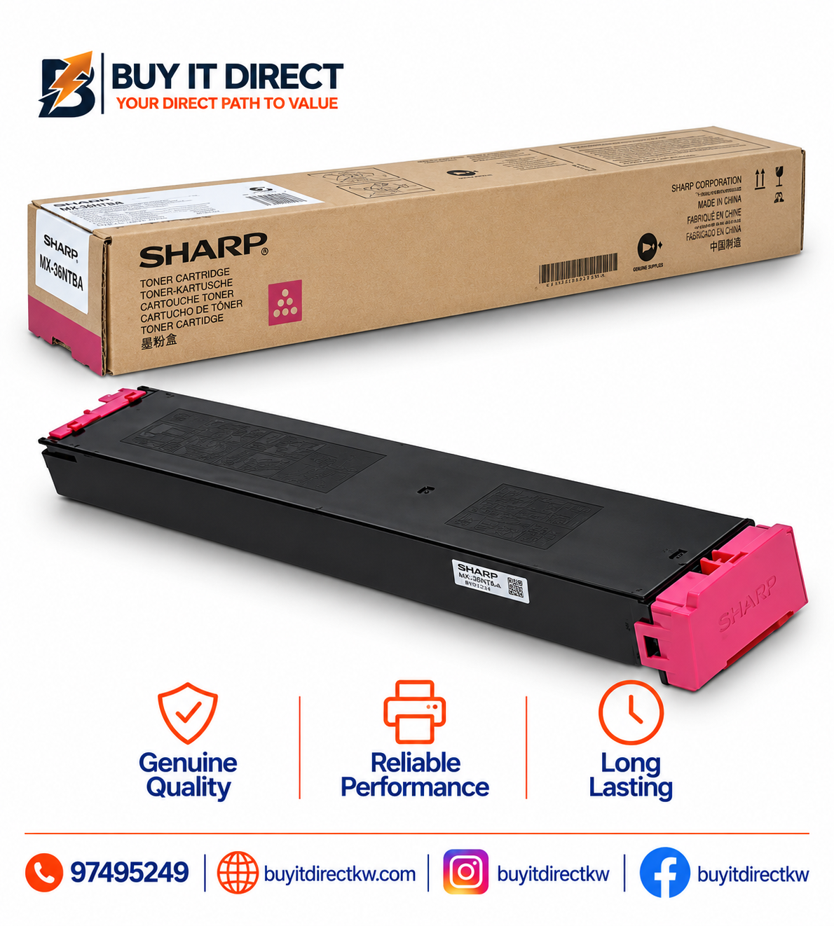 خرطوشة تونر ماجنتا أصلية Sharp MX-23FT-MA