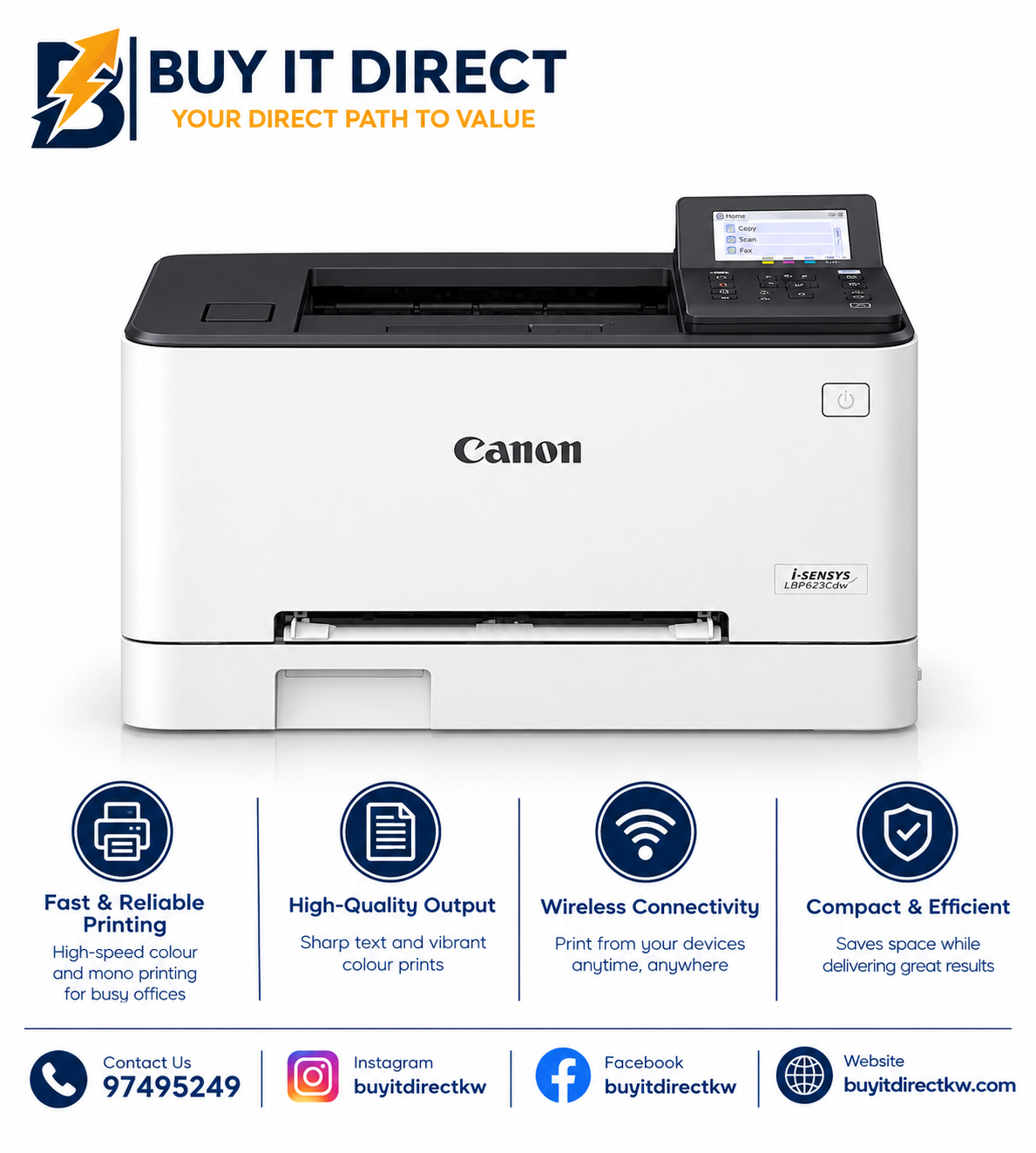 Canon i-SENSYS LBP633Cdw - 21ppm / 1200dpi / A4 / USB / Wi-Fi / Color Laser - طابعة - SO