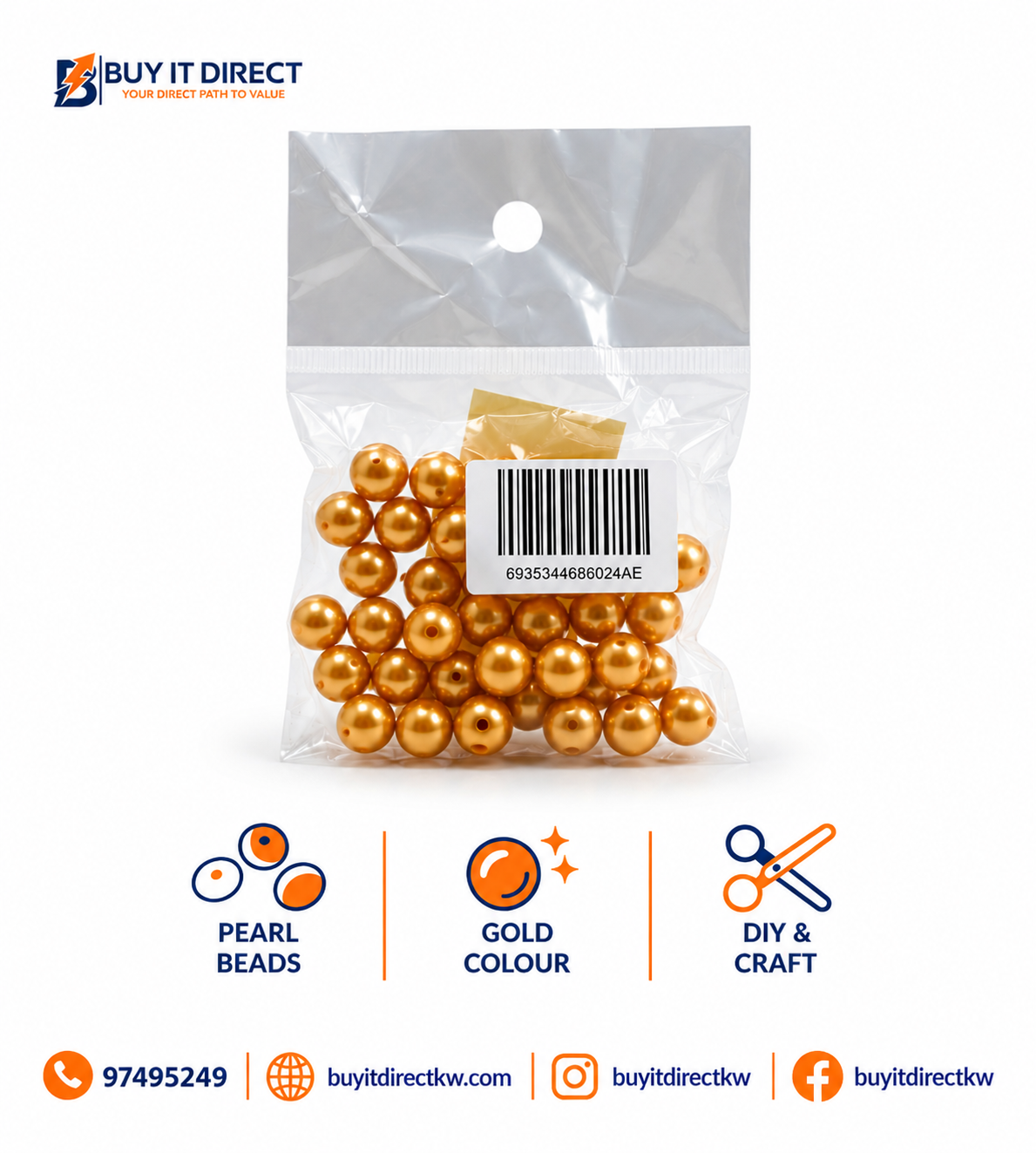 Orange Pearl Beads