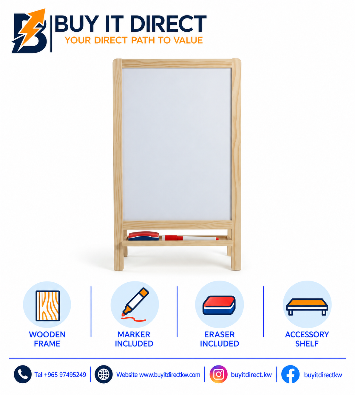 Wooden Whiteboard with Marker