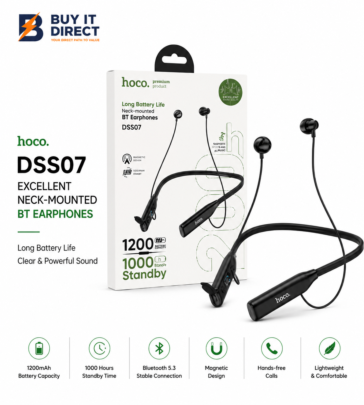 Hoco DSS07 Excellent Neck Mounted Bluetooth Earphones