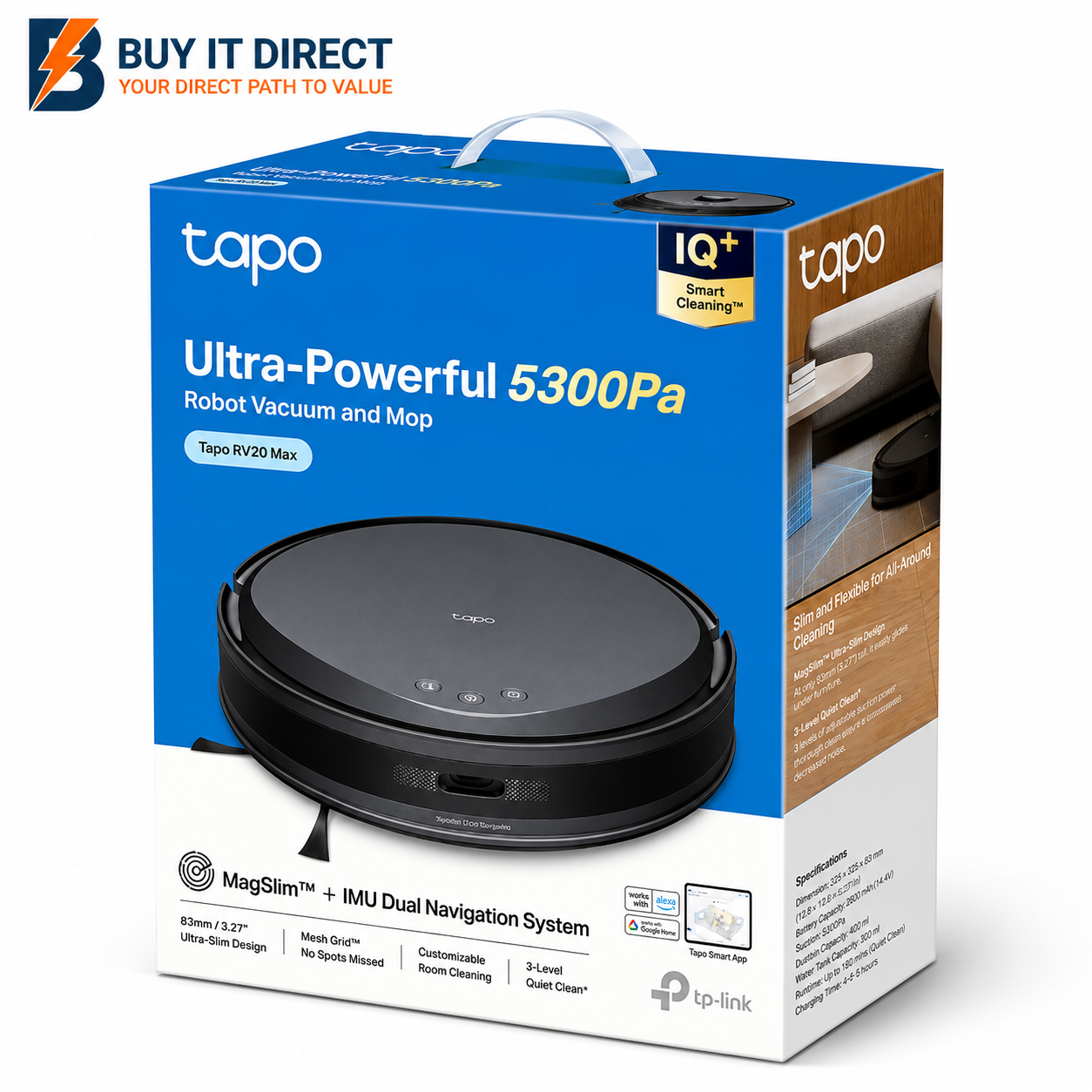 Tapo RV20 Max 5300Pa Suction MagSlim LiDAR Navigation Robot Vacuum And Mop