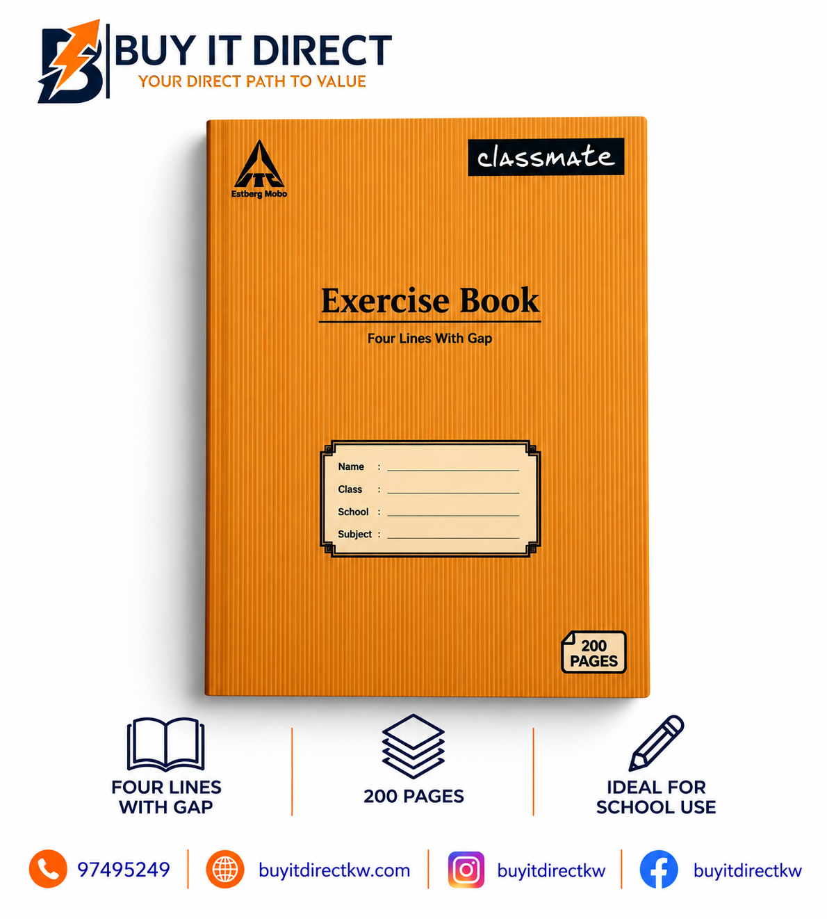 Classmate Exercise Book Four Lines with Gap 200 Pages