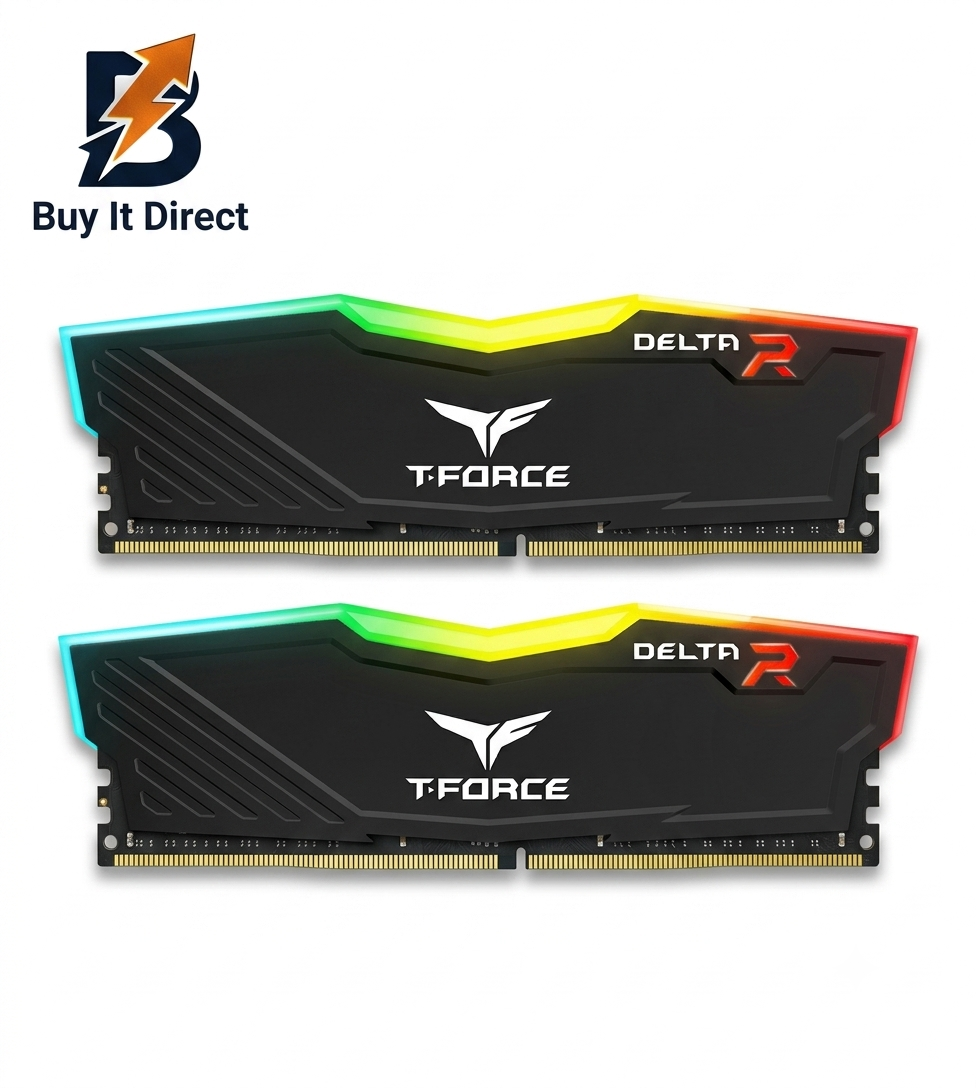 TForce 32GB 3600MHz DDR4 Delta RGB Desktop RAM Kit CL18 16GB x2 Black