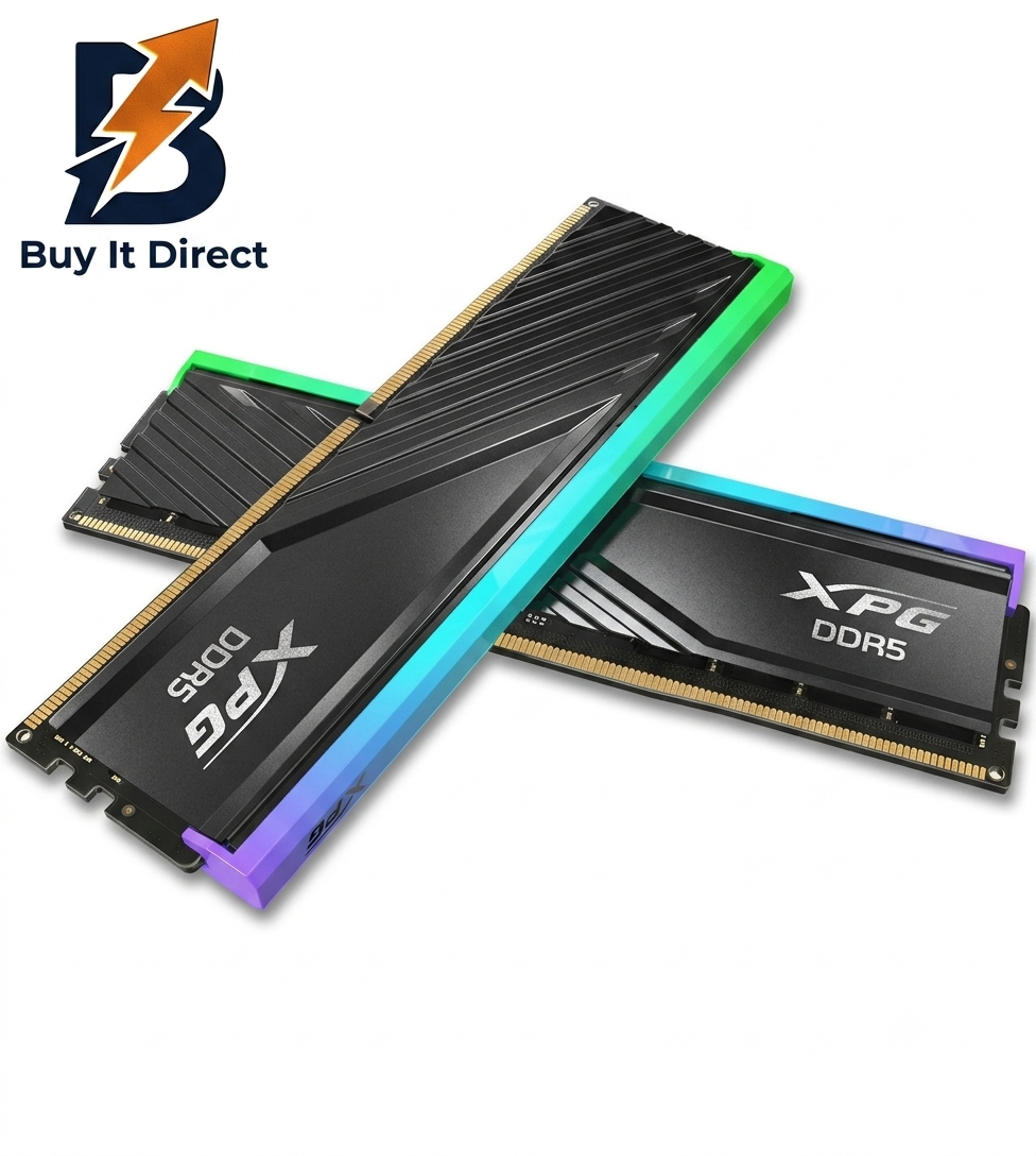 ذاكرة XPG Lancer Blade RGB المكتبية بسعة 32 جيجابايت وتردد 6000 ميجاهرتز من نوع DDR5، إصدار CL30 (قطعتان بسعة 16 جيجابايت) باللون الأسود