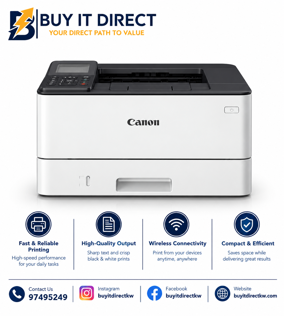 Canon i-SENSYS LBP243dw - 36ppm / 1200dpi / A4 / USB / LAN / Wi-Fi / Mono Laser - طابعة - SO