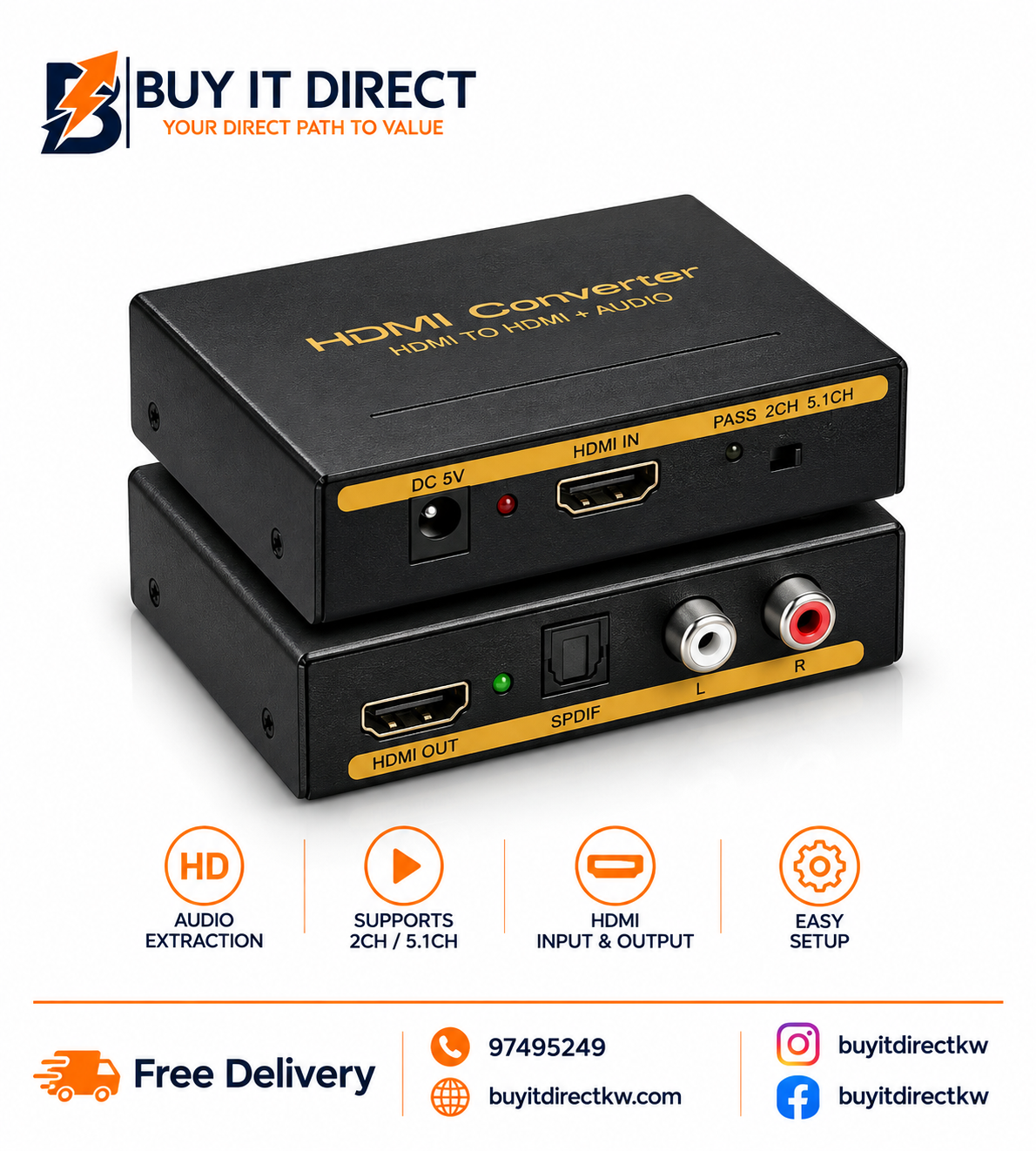 HDMI to HDMI Audio Cable