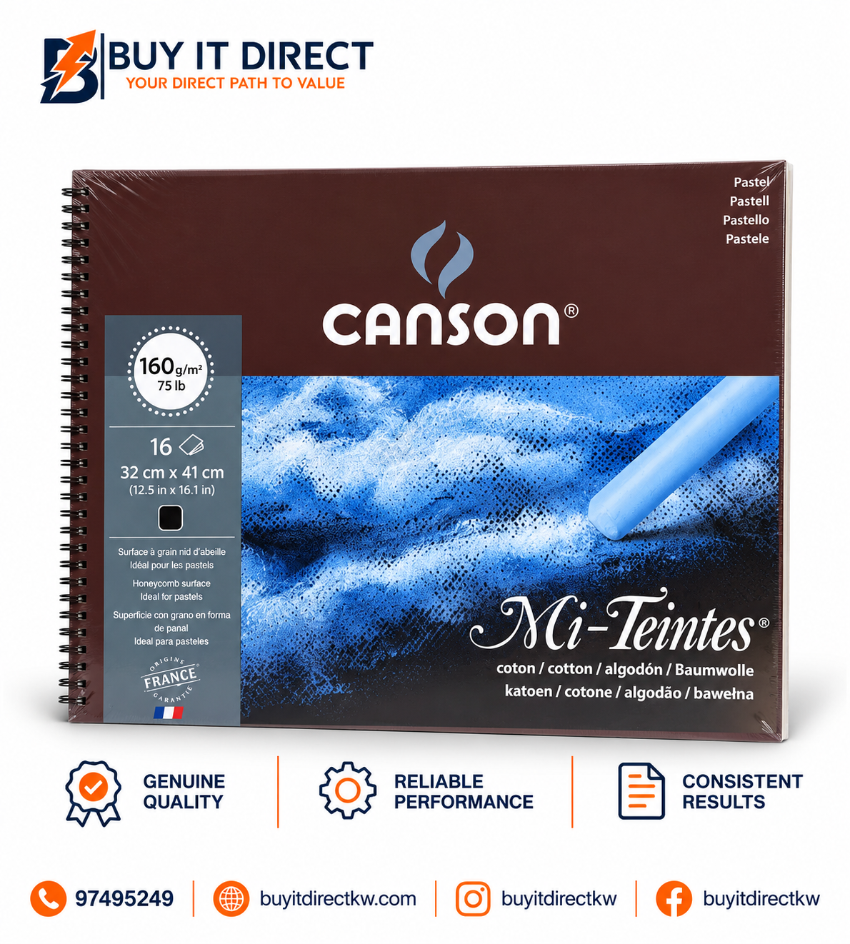 Canson Mi-Teintes Pastel Paper 160 gsm 16 Sheets 32 x 41 cm