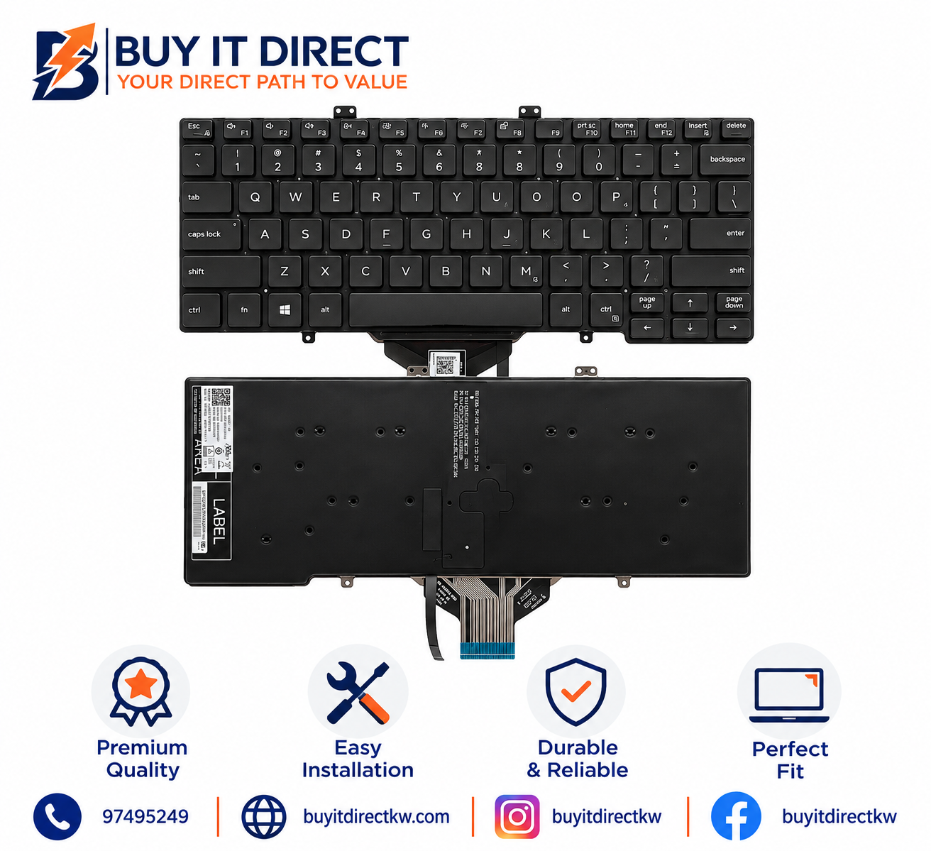 لوحة مفاتيح لابتوب Dell Latitude 5400 و5401 و5402 و7400 بتخطيط إنجليزي أمريكي وعربي
