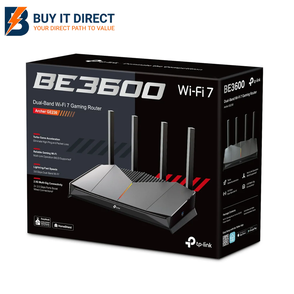 TP-Link GE230 BE3600 Dual-Band WiFi 7 Gaming Router, 2.5G